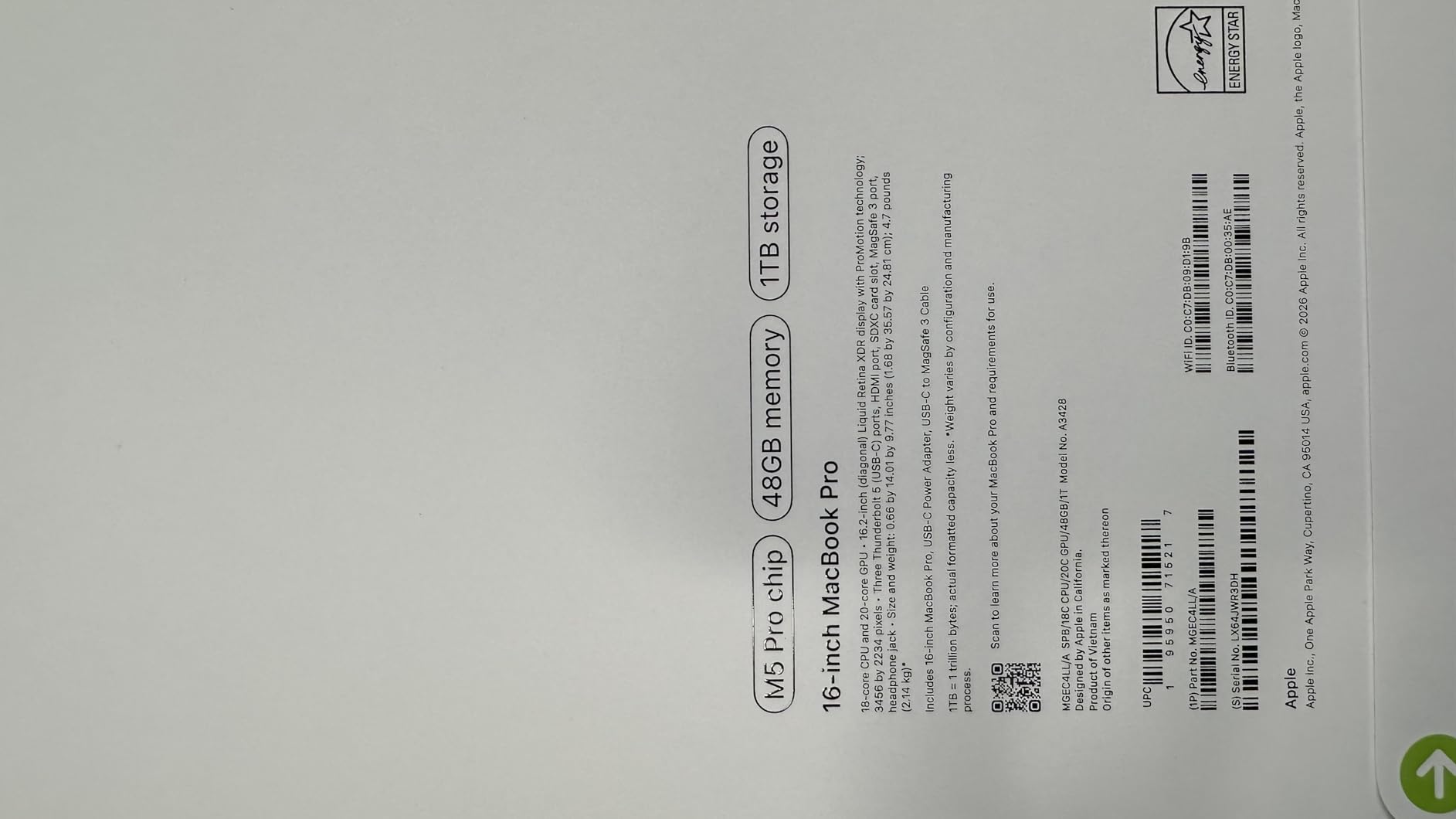 Apple MacBook Pro 16 M5 Pro customer photo 2