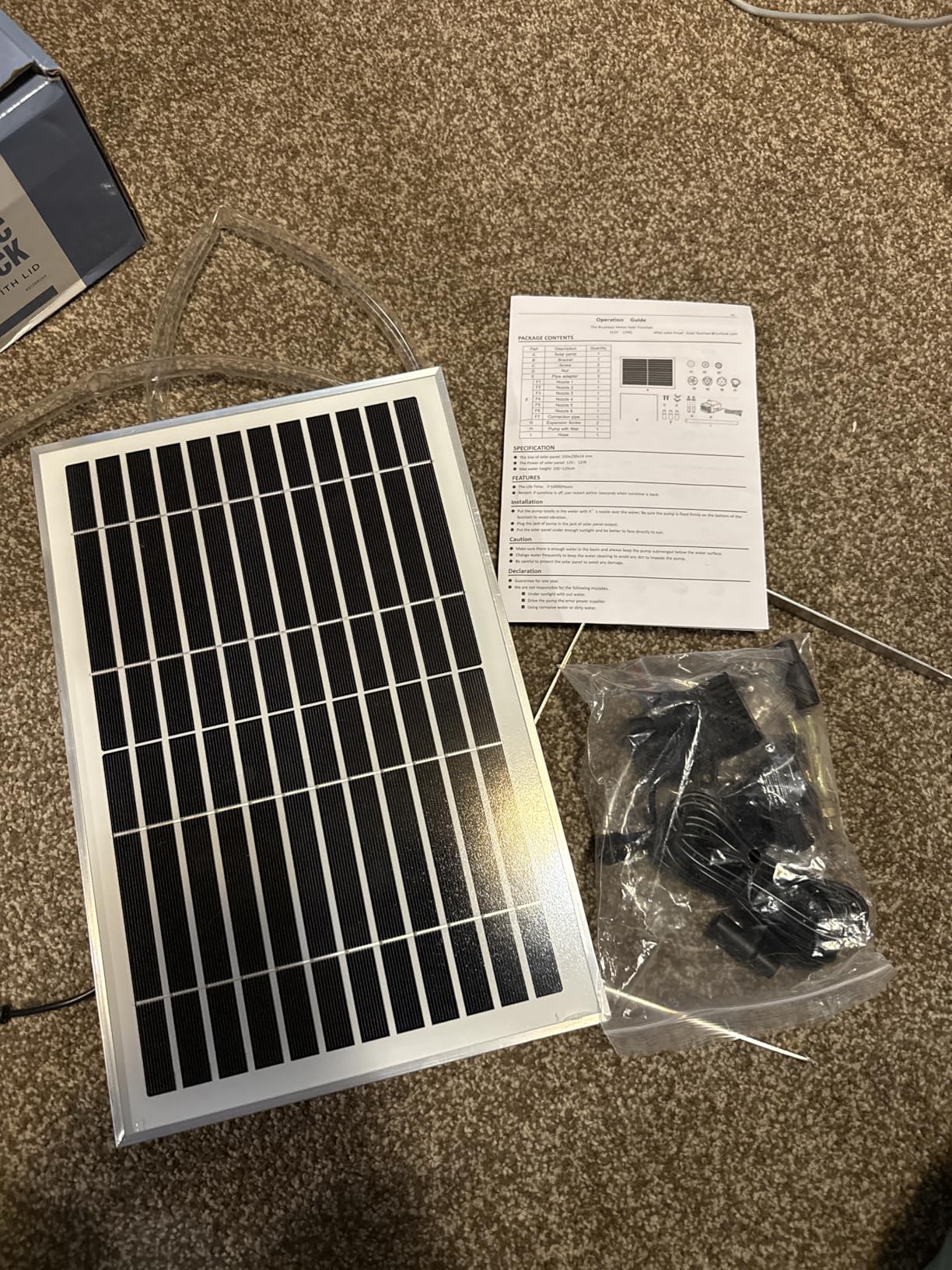 12W Solar Fountain Pump for Water Feature Outdoor DIY, Solar Water Fountain 132 GPH with 9.84FT Power Cable, 6 Spray Nozzles, 3.28FT DIY Tubing for Garden, Pond, Bird Bath customer photo 2