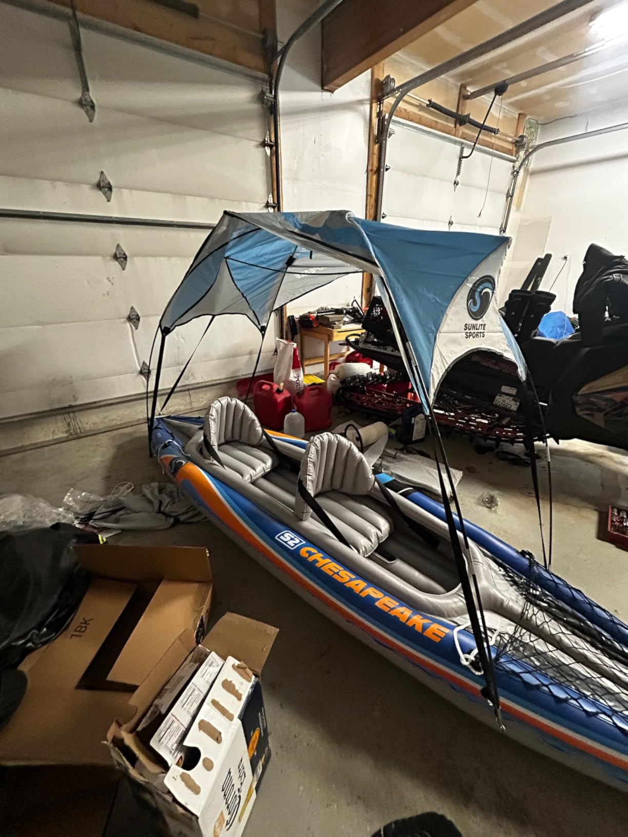 Sunlite Sports Inflatable Kayak 2 Person with Canopy, Portable Inflatable Boat with Shed & Aluminum Oars, Lightweight Tandem Kayak with Air Pump & Carry Bag for Lakes & Rivers, 400 LB customer photo 2