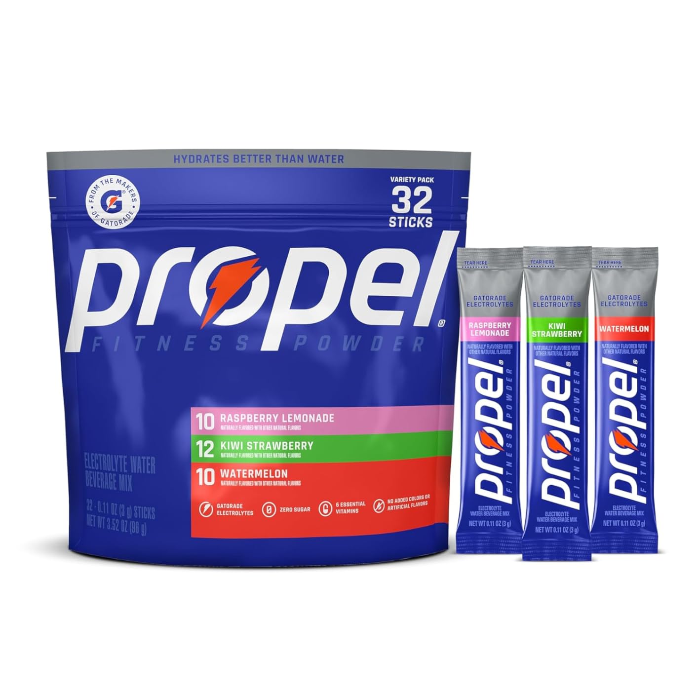 Propel Electrolyte Powder Drink Mix, 3 Flavor Variety Pack, 32 Servings, Zero Sugar, Enhanced Water Beverage, Gatorade Electrolytes, Vitamins, No Added Colors, No Artificial Flavors, Hydration customer photo 2