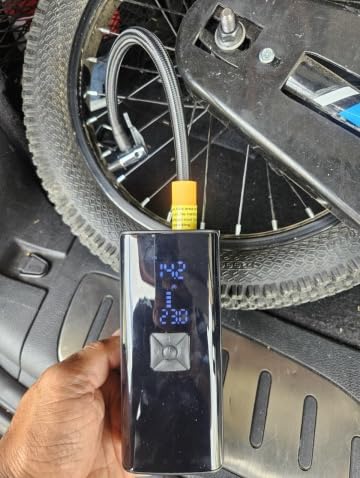 Tire Inflator Portable Air Compressor, 2X Faster 150PSI Cordless Air Pump with LED Light and Digital Pressure Gauge for Car, Bike, Motorcycles and Sports Ball customer photo 1