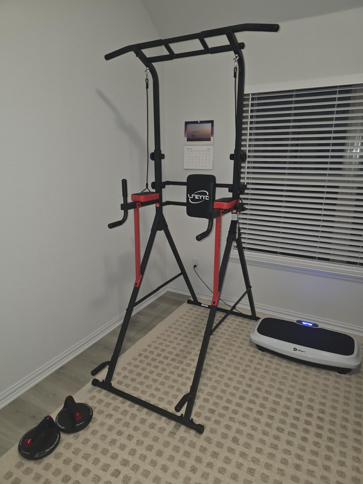 Power Tower Pull Up Bar Free Standing - 13-Level Adjustable Height Dip Station with X-Frame Stability, Multi-Grip Handles, Backrest, Anti-Slip Foot Pads - Home Gym Strength Training Equipment customer photo 1