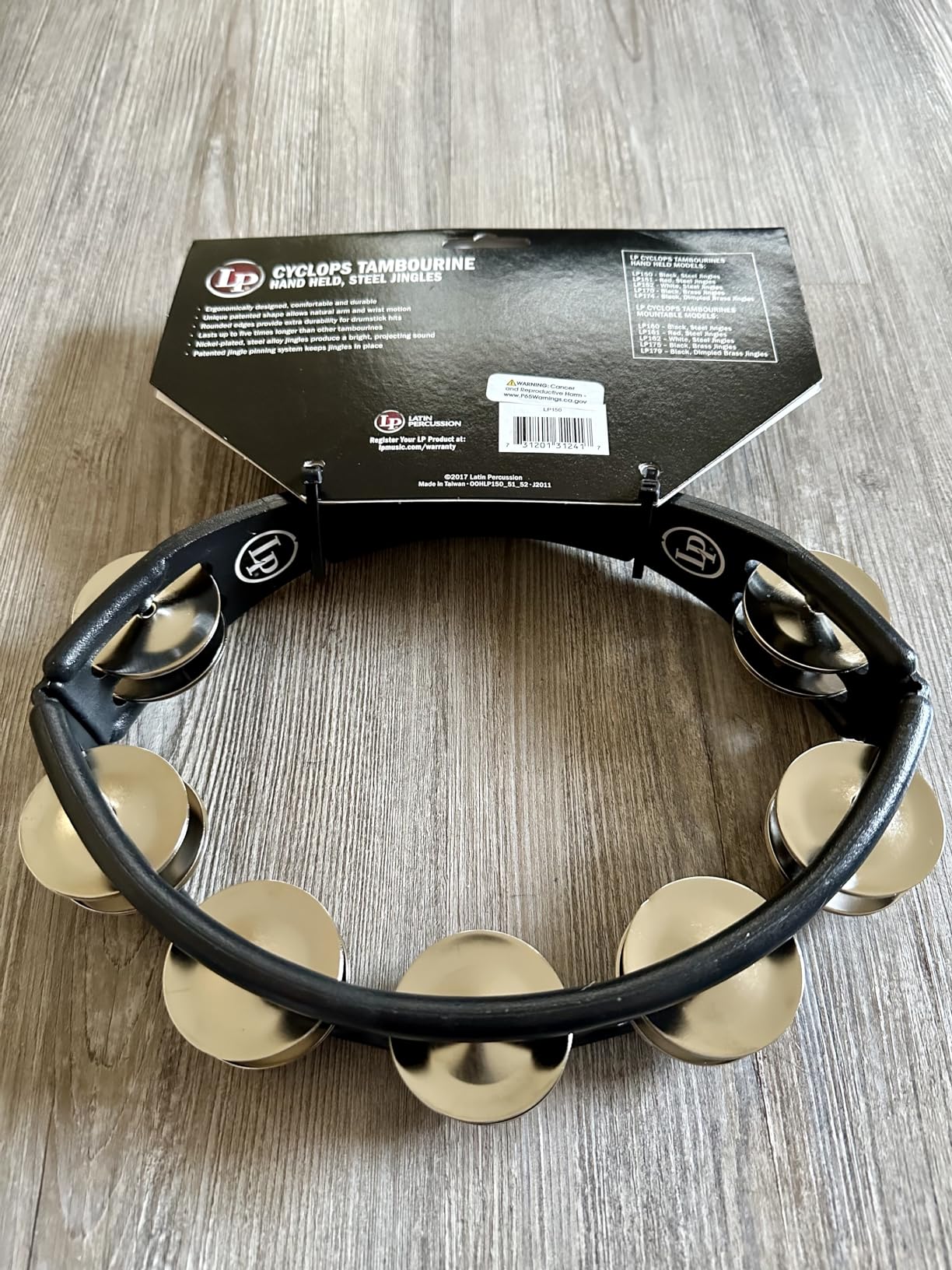 LP150 Cyclops, Steel Jingles, Black, Hand Held Tambourine customer photo 1