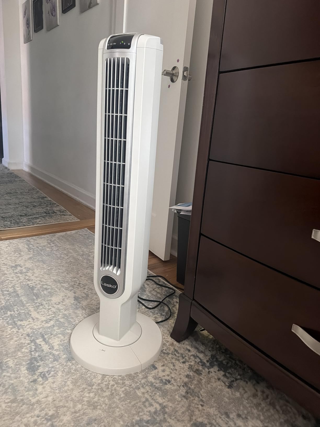 Lasko Oscillating Tower Fan with Remote Control and Timer - Quiet Standing Fan for Bedroom, Office, and Home - 3 Speeds - Powerful Cooling Air - 2511 - 36