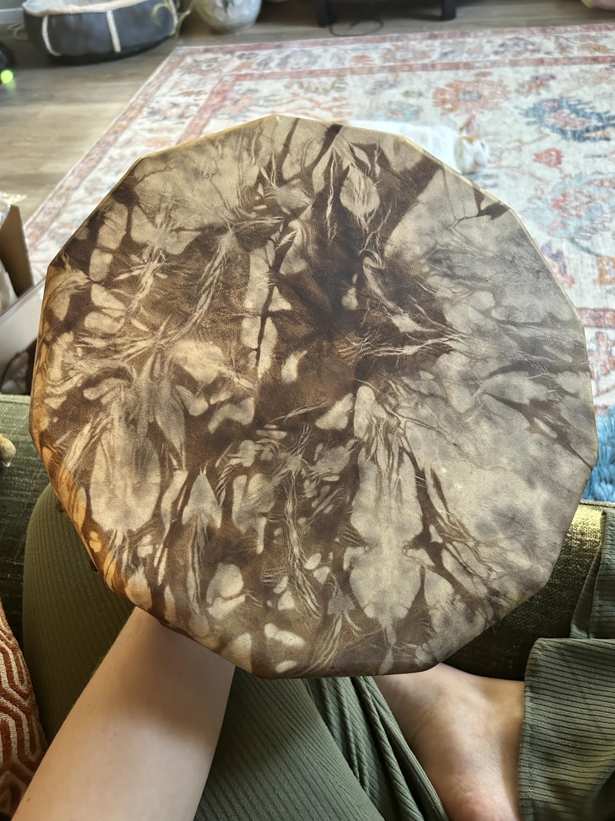 Handmade Deer Hide Frame Drum - Cedar Wood Hand Drum for Meditation, Sound Healing, and Music (10