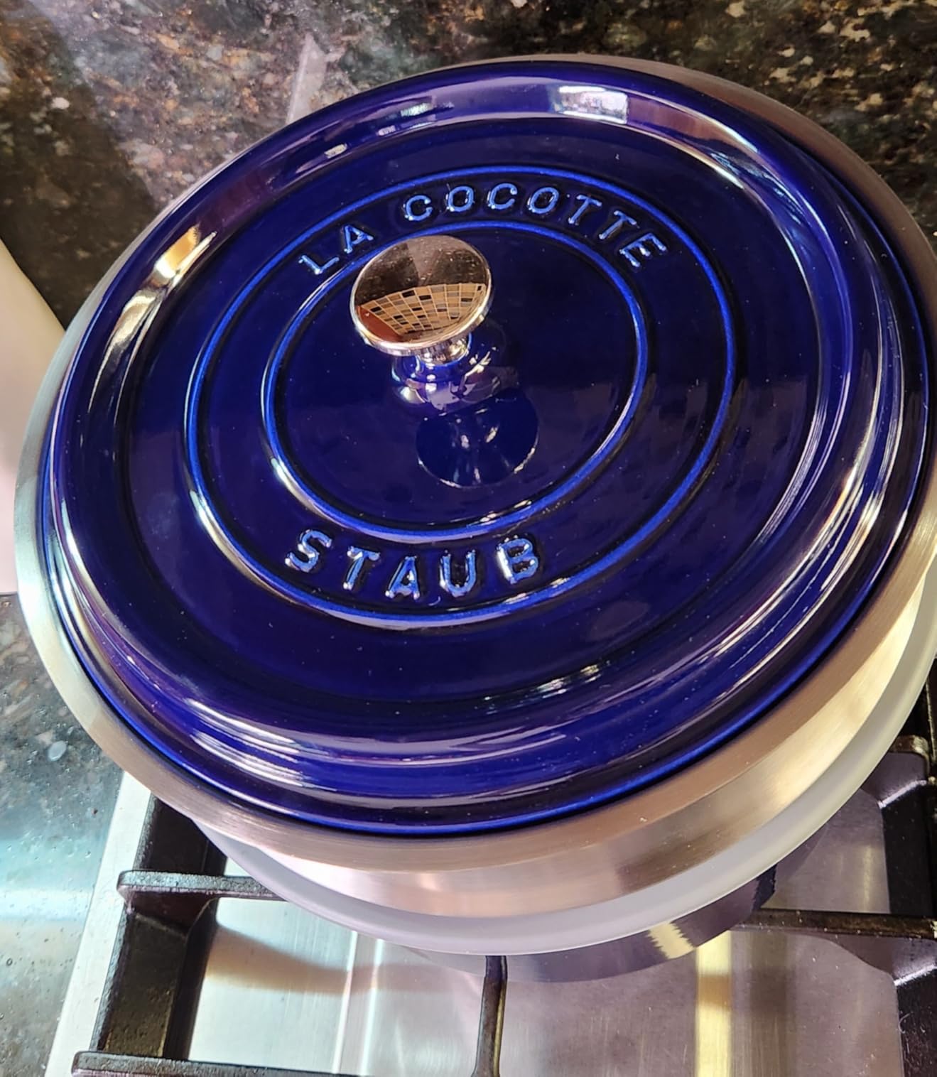 Staub Cast Iron 4-qt Round Cocotte - Dark Blue customer photo 2