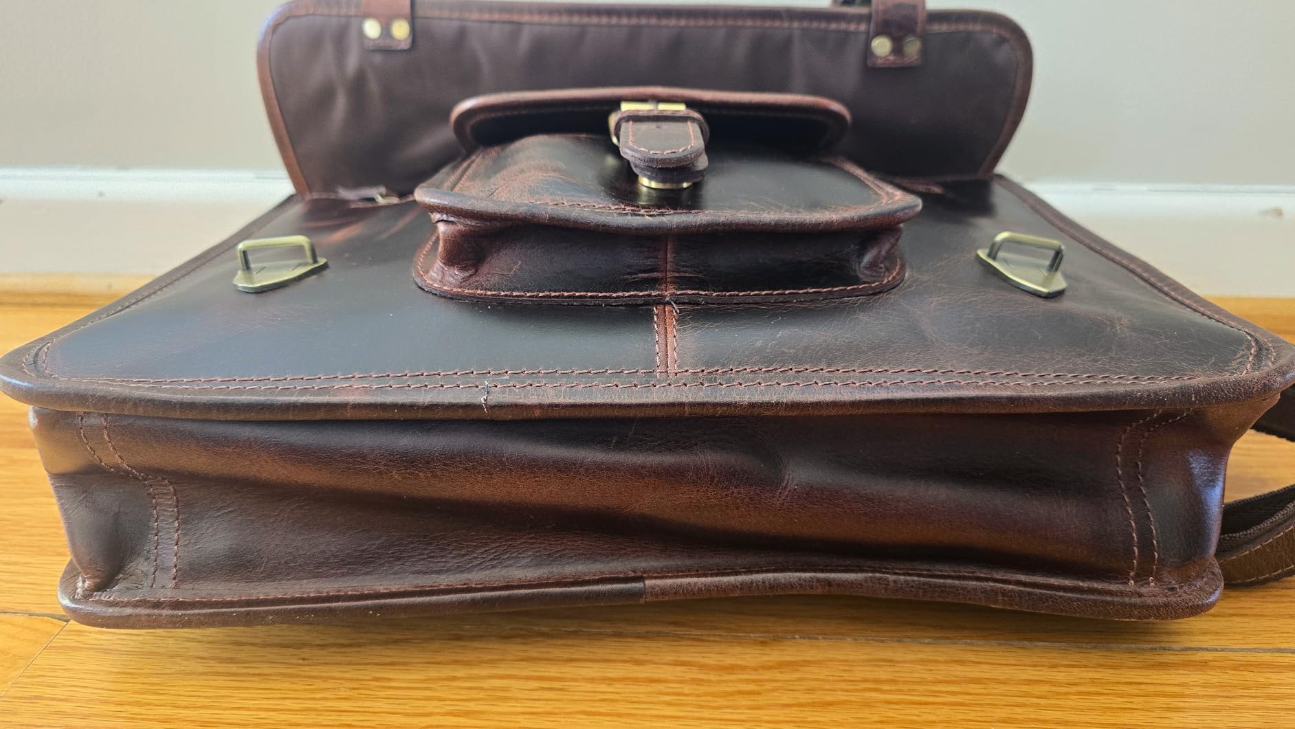 RUSTIC TOWN Leather Messenger Bag for Men - Full Grain Leather Briefcase Laptop Satchel Office Crossbody Travel Bag customer photo 2