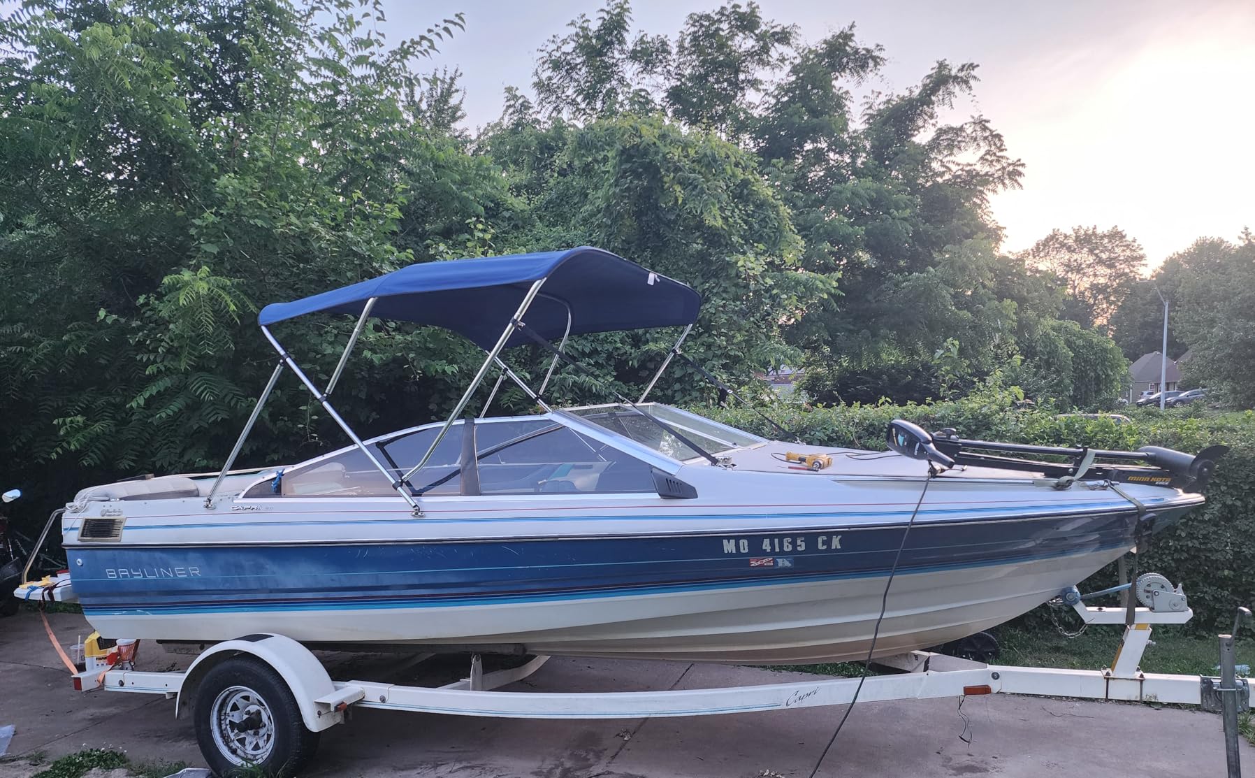 MSC 3 Bow 4 Bow Bimini Top Boat Cover,600D Solution Dyed Polyester,2 Support Poles& 4 Adjustable Straps Included customer photo 2