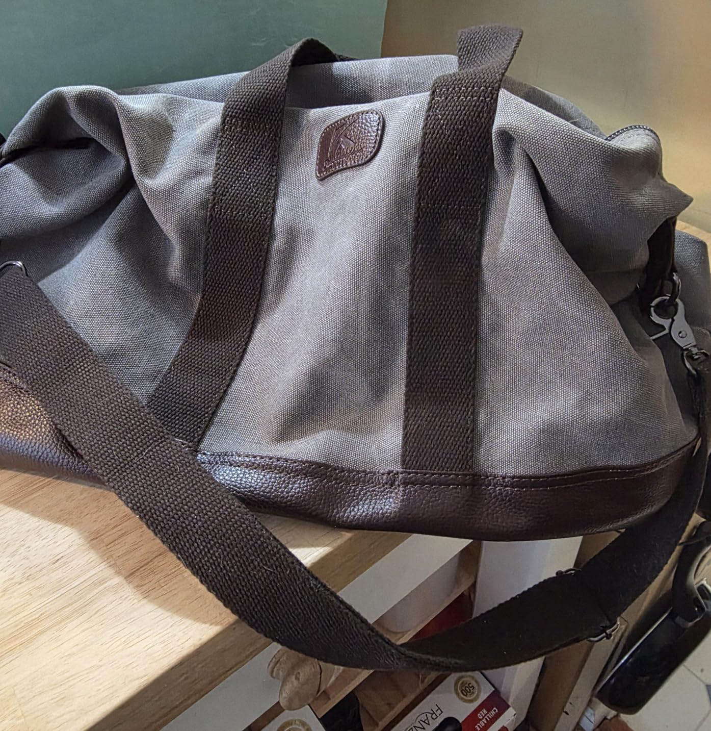 Women Canvas Weekender Travel Tote Overnight Duffel Bag PU Trim Carry on Bags (Brown) customer photo 1