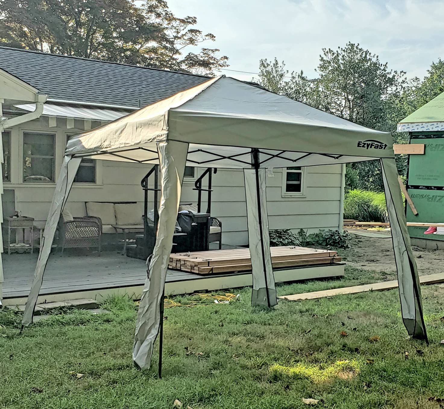 EzyFast Elegant Pop Up Beach Shelter, Compact Instant Canopy Tent, Portable Sports Cabana, 7.5 x 7.5 ft Base / 6 x 6 ft top for Hiking, Camping, Fishing, Picnic, Family Outings (Khaki) customer photo 2