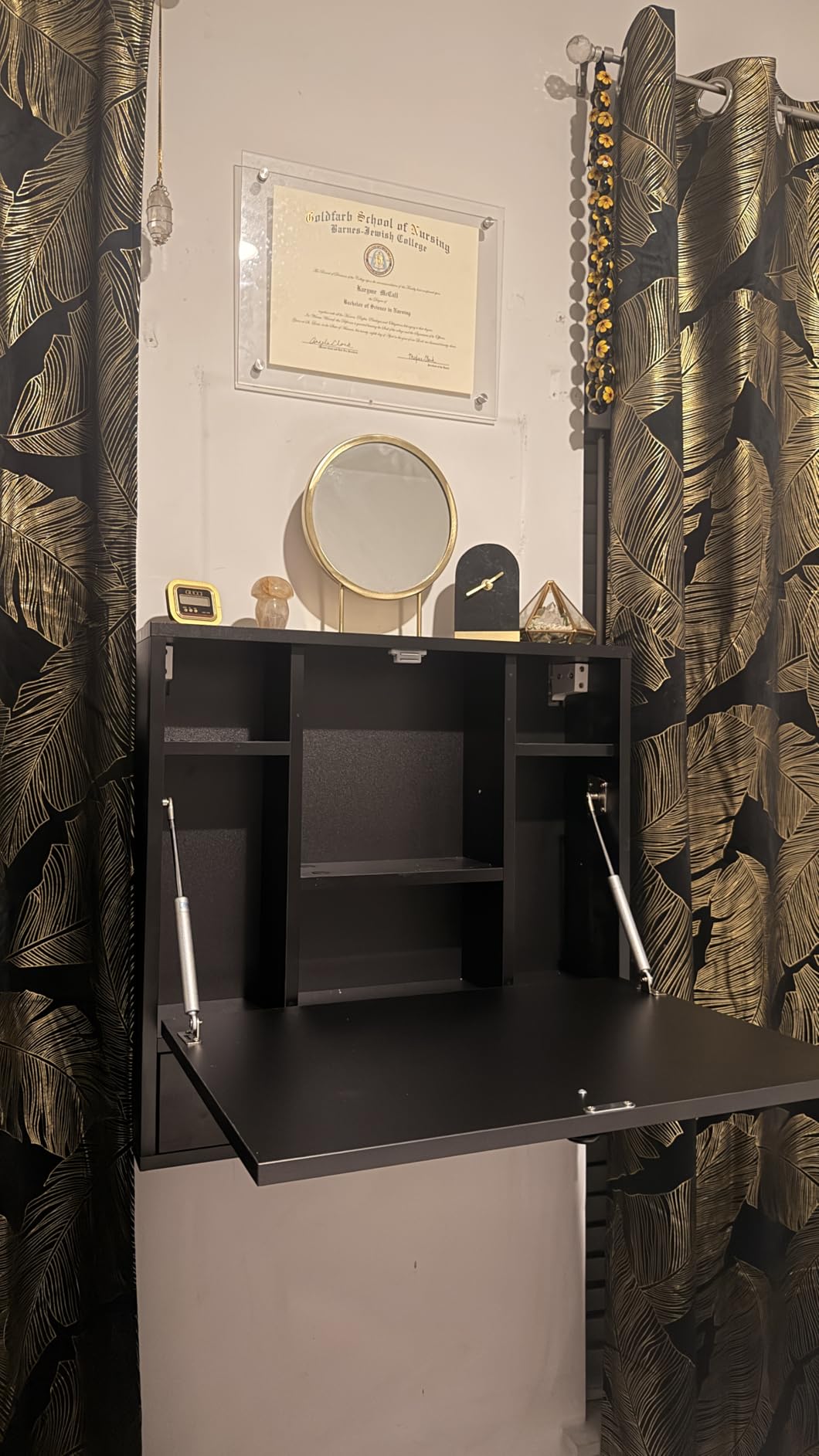 Tangkula Folding Wall Table - Floating Desk with Storage Drawer & Shelves (White) customer photo 1