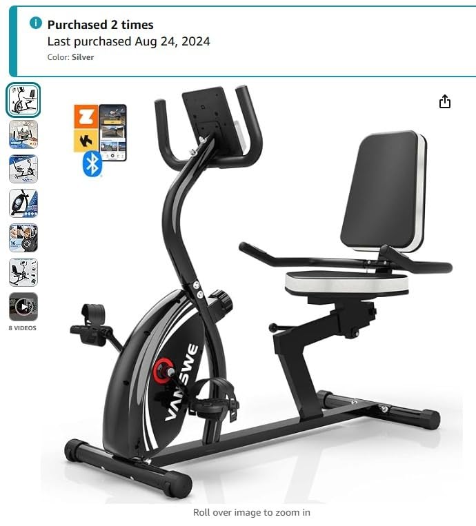 VANSWE Recumbent Exercise Bike for Adults Seniors - Recumbent Bikes for Home with Magnetic Resistance, Bluetooth and App Connectivity, Pulse Sensor customer photo 2
