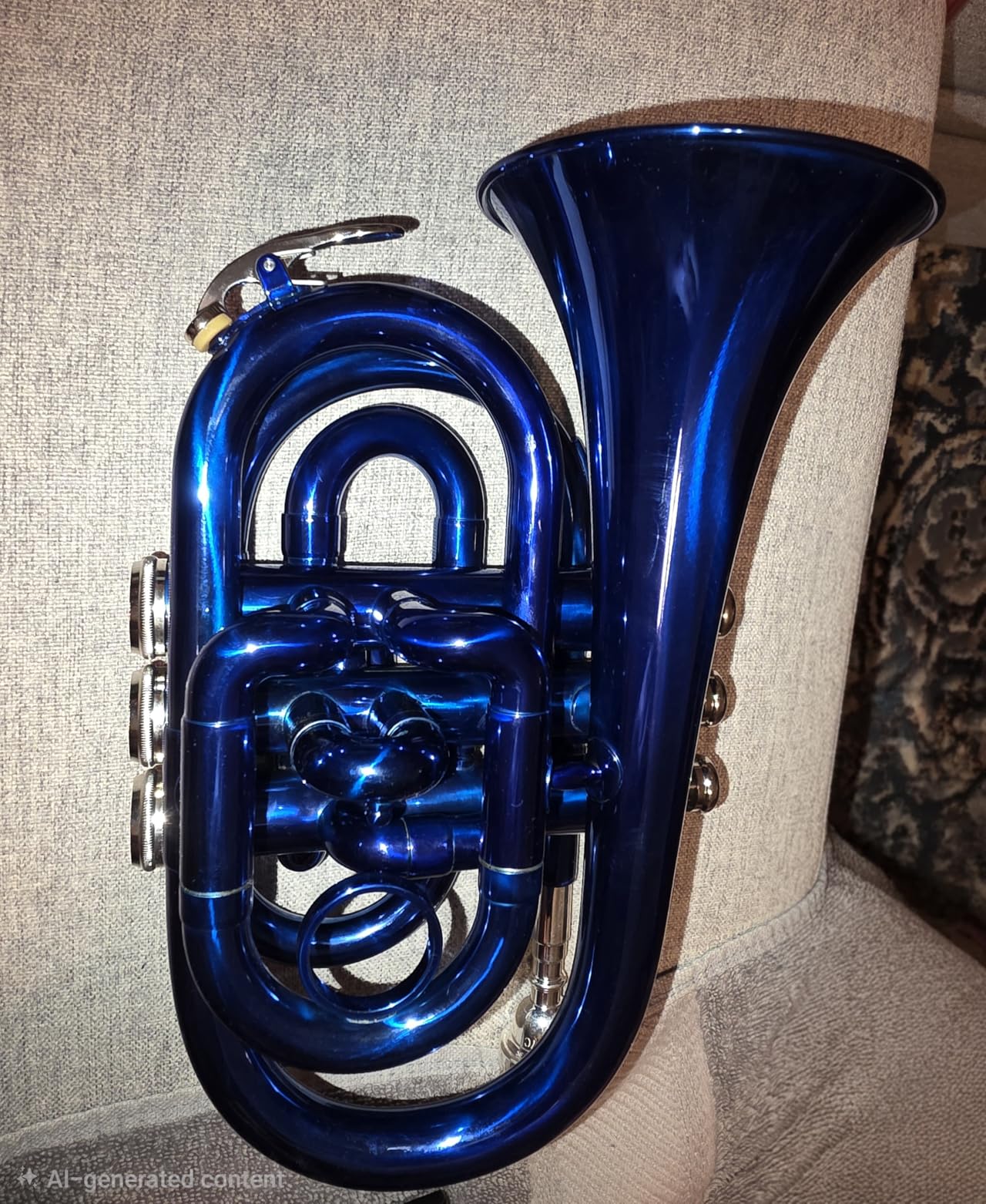 EastRock Pocket Trumpet Brass Bb Nickel Plated Trumpet with 7 C Mouthpiece, Hard Case, Strap, White Gloves, Cleaning Kit for Students and Beginners customer photo 2