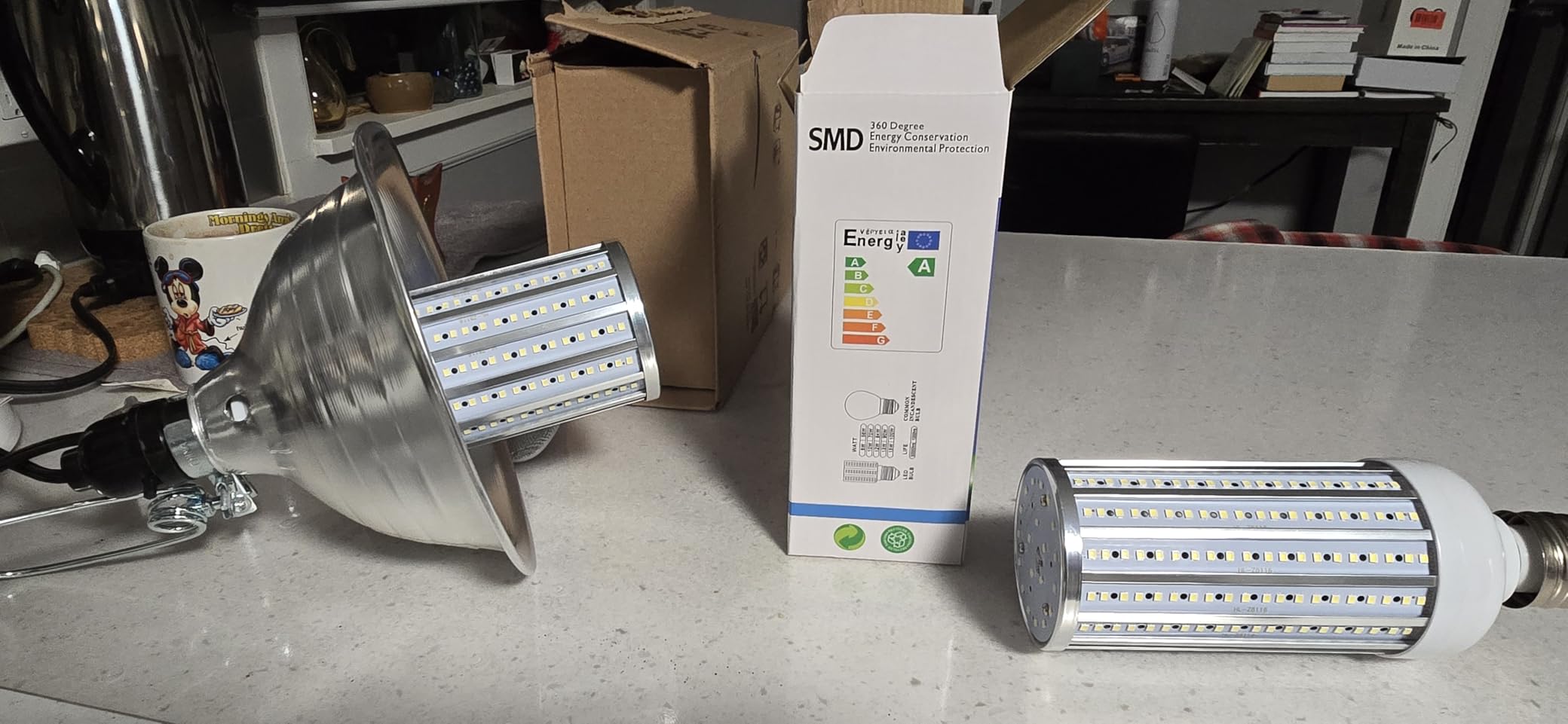 FanNicoo 2 Pack 500W Equivalent LED Corn Light Bulb 5500 Lumen 6500K 60W Large Area Cool Daylight White E26/E27 Medium Base for Outdoor Indoor Garage Warehouse Factory Workshop Street Backyard customer photo 2