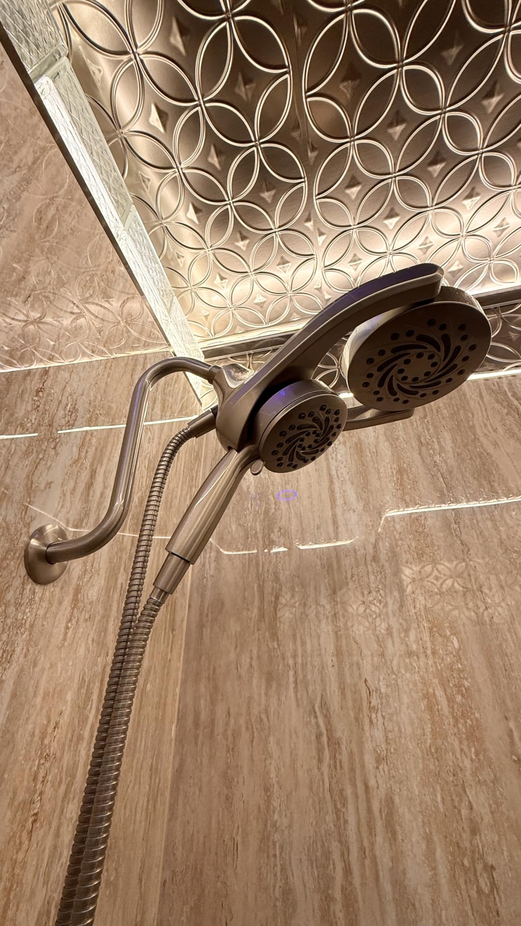 Shower Head Extension Arm with Flange, 10.5 Inch High-Rise Curved S Shaped Design, Stainless Steel, Standard 1/2