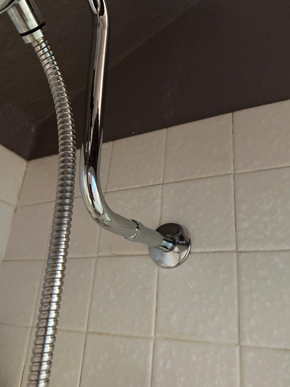 Shower Head Extension Arm with Flange, 10.5 Inch High-Rise Curved S Shaped Design, Stainless Steel, Standard 1/2