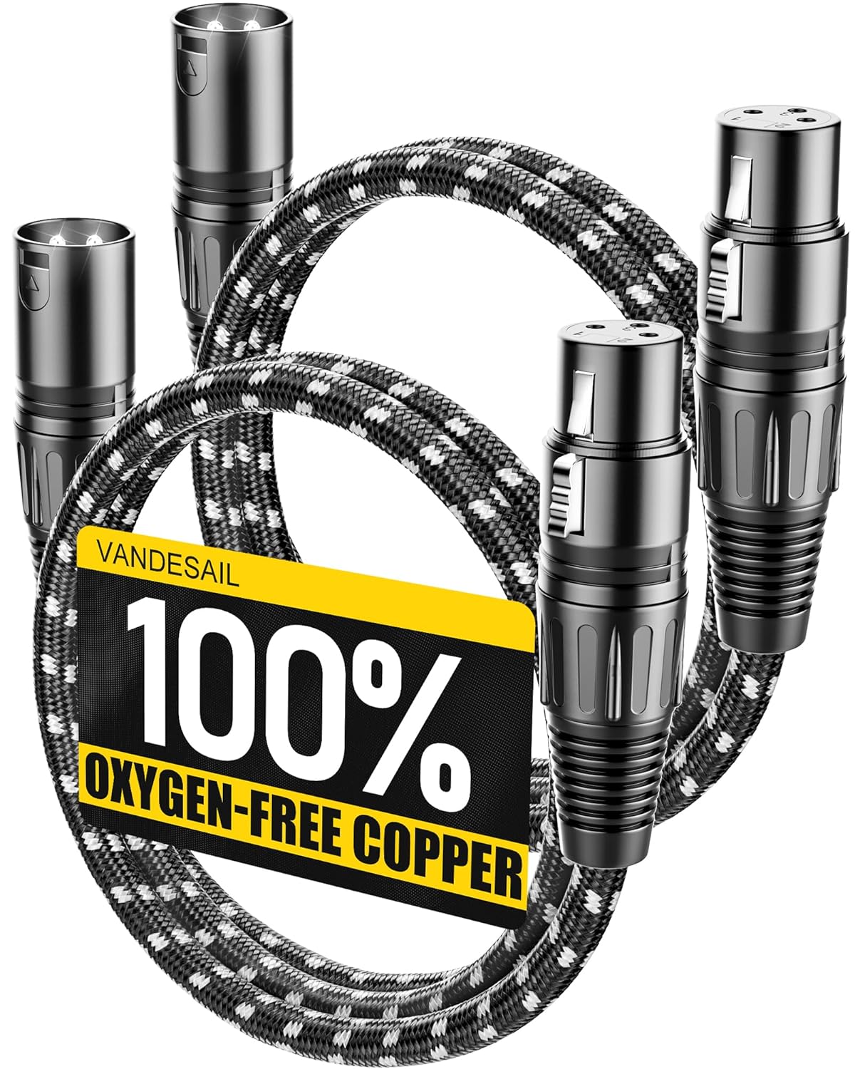 XLR Cables, 3ft 2 Pack Microphone Cable, XLR Male to Female Balanced Microphone Cord 3 pin, 3 Foot Short mic Cord Oxygen-Free Copper (OFC) Nylon Braided customer photo 1