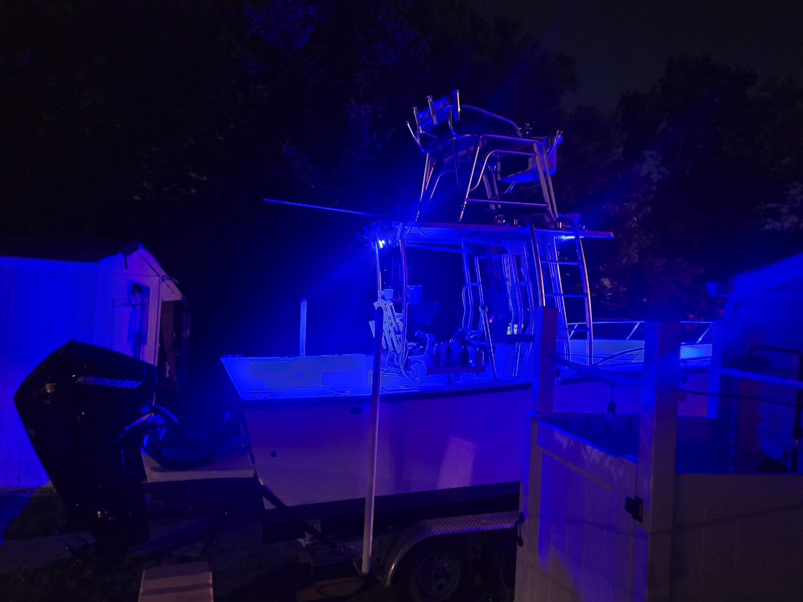 Wave One Marine Dual Color LED Boat Spreader Light Deck Flood Beam Stainless Hardware & Bracket IP68 Waterproof Multicolor Bright High Lumen Output (White Housing, White & Blue) customer photo 1