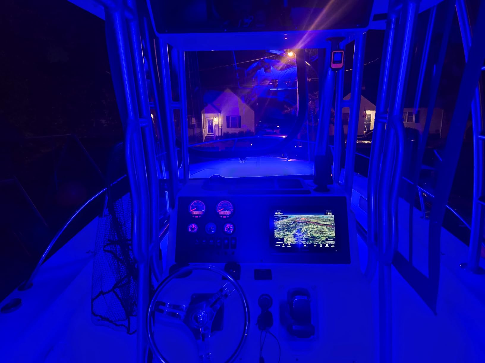 Wave One Marine Dual Color LED Boat Spreader Light Deck Flood Beam Stainless Hardware & Bracket IP68 Waterproof Multicolor Bright High Lumen Output (White Housing, White & Blue) customer photo 2