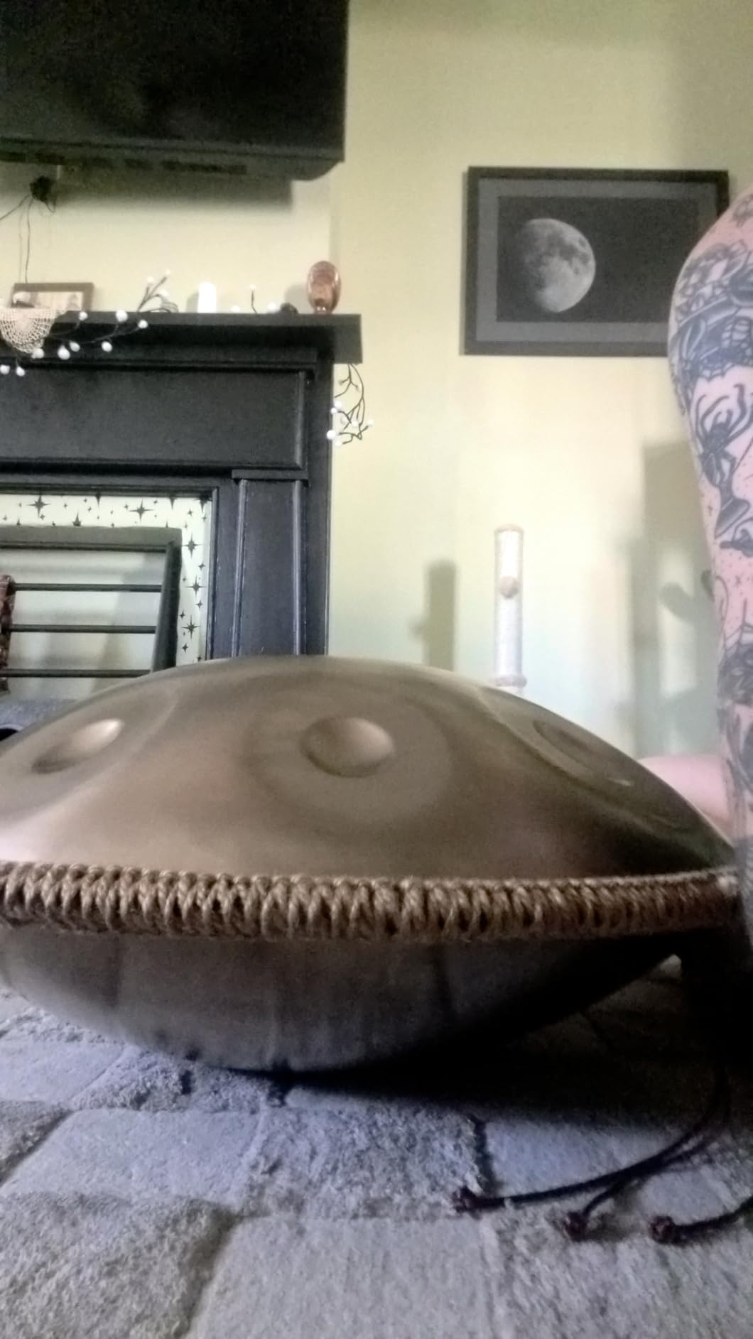 Handpan-Premium 432HZ 22 Inches 10 Notes D Minor Steel Hand Pan Drum Set, Silver Print Adults Handpan Drum customer photo 1