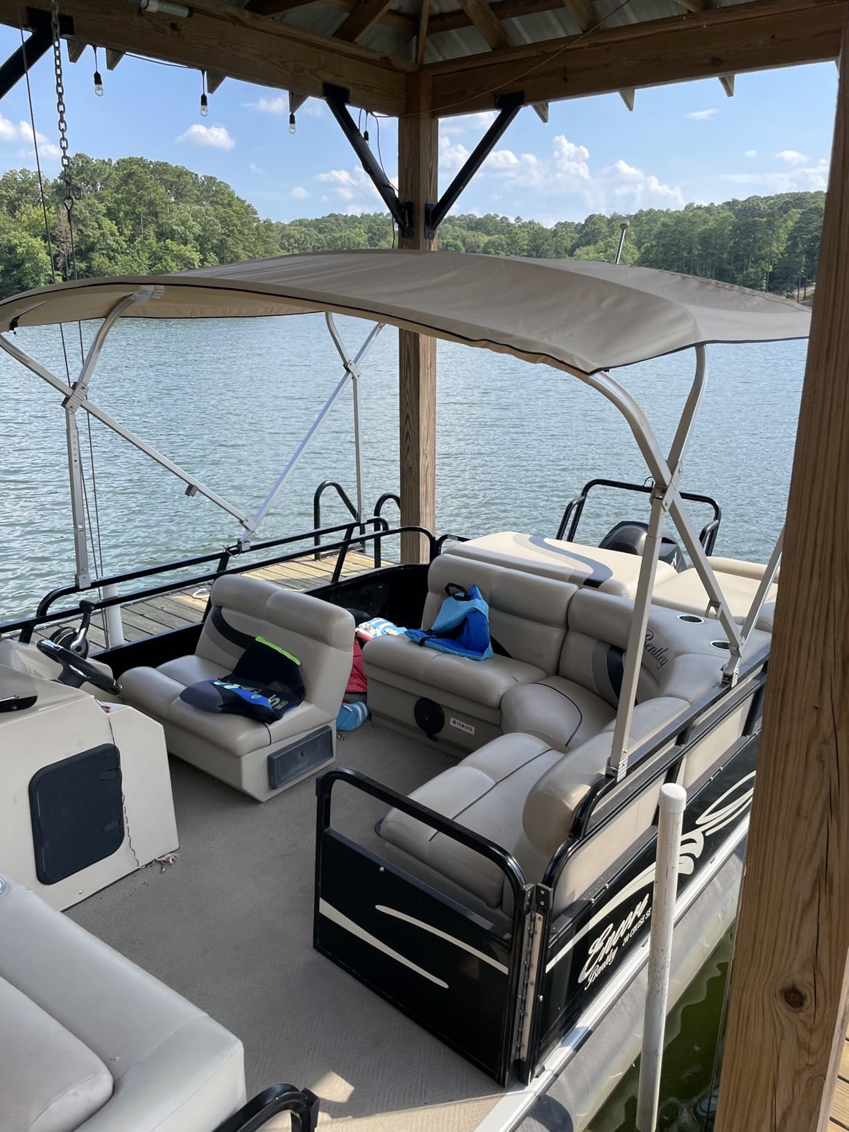 Replacement Bimini Top Canvas with Boot, Beige, 9' Long x 8.5' Wide, 16oz, by Cypress Rowe Outfitters, 4 Bow, fits 97-103