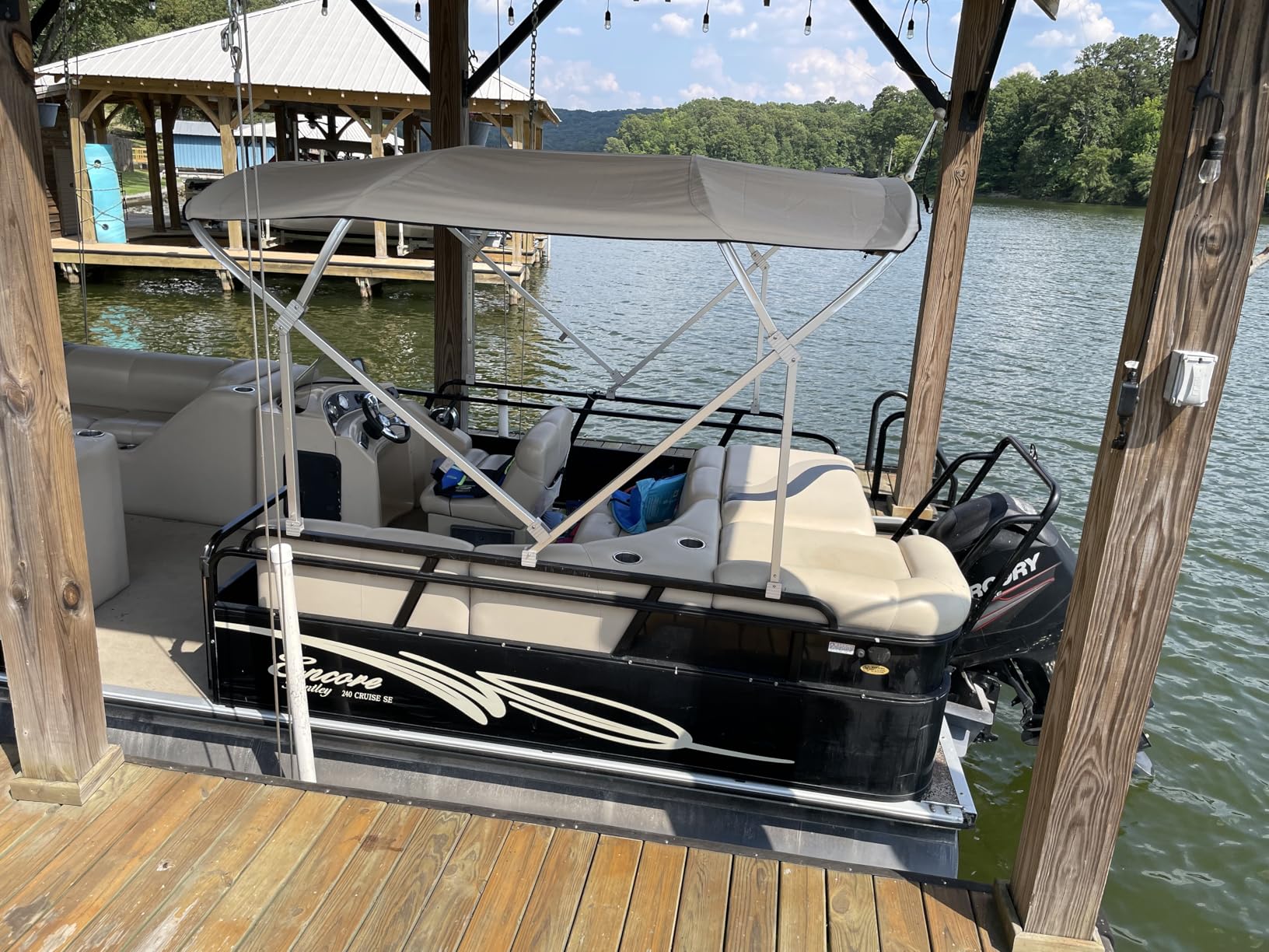 Replacement Bimini Top Canvas with Boot, Beige, 9' Long x 8.5' Wide, 16oz, by Cypress Rowe Outfitters, 4 Bow, fits 97-103