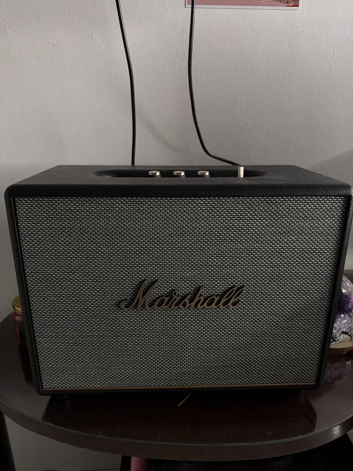 Marshall Woburn III Bluetooth Home Speaker - Loud Stereo Sound with Bass and Treble Controls | Plug-in Powered | Record Player Compatible | HDMI, RCA, 3.5mm Aux Inputs - Black customer photo 2