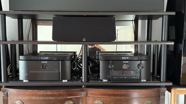 Monolith Double-Wide XL 3-Tier AV Stand - 300 lbs Weight Capacity Per Shelf, Maple customer photo 2