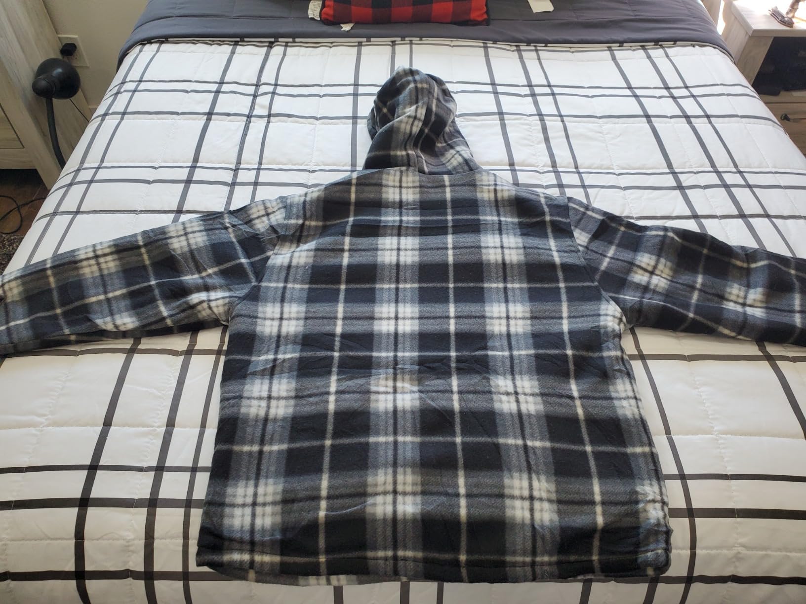 Men's Flannel Shirt Jacket Fleece Sherpa Lined Plaid Jackets Coat Full Zip Up Hoodie Winter Outwear customer photo 2