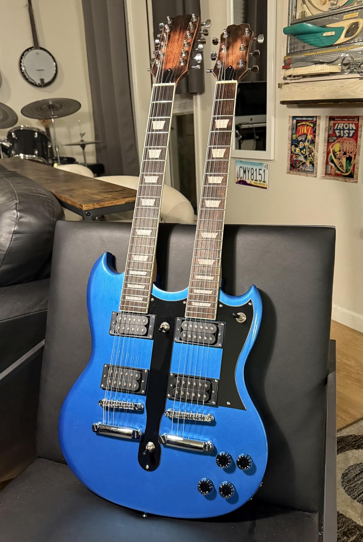 DIY Electric Guitar Kit Double Neck Guitar Kits Beginner Kits 12 String Right Handed with Mahogany Body Mahogany Neck Rosewood Fingerboard Chrome Hardware Build Your Own Guitar customer photo 2
