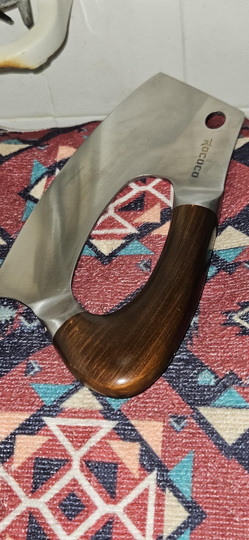 ROCOCO Easy Handle Meat Cleaver - Effort Saving Chef Knife Unique Professional for Kitchen Cutting Meat Vegetable Birthday Gift Red Stainless Steel customer photo 1