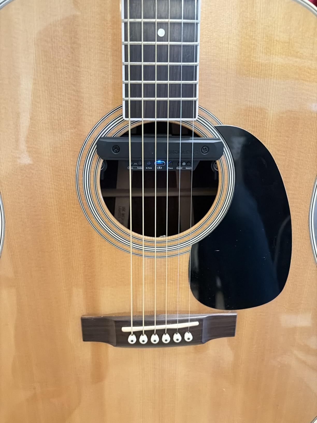 Wireless Acoustic Guitar Pickup Rechargeable Magnetic And Microphone Soundhole Pickup For Acoustic Guitar Build-In Volume Control (Black) customer photo 1