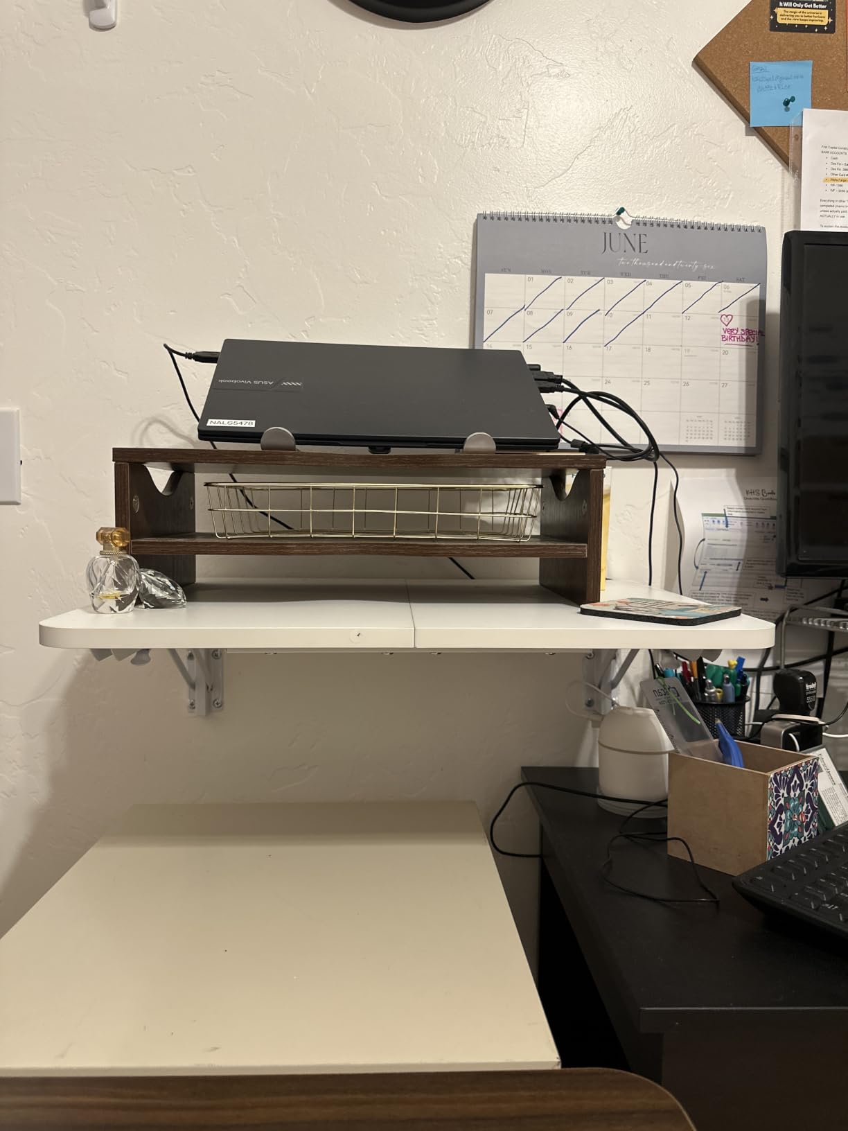 TEAMIX Wall Mounted Desk, White Folding Desk for Small Spaces Floating Shelf Organizer with Heavy-Duty Brackets for Home Office customer photo 1