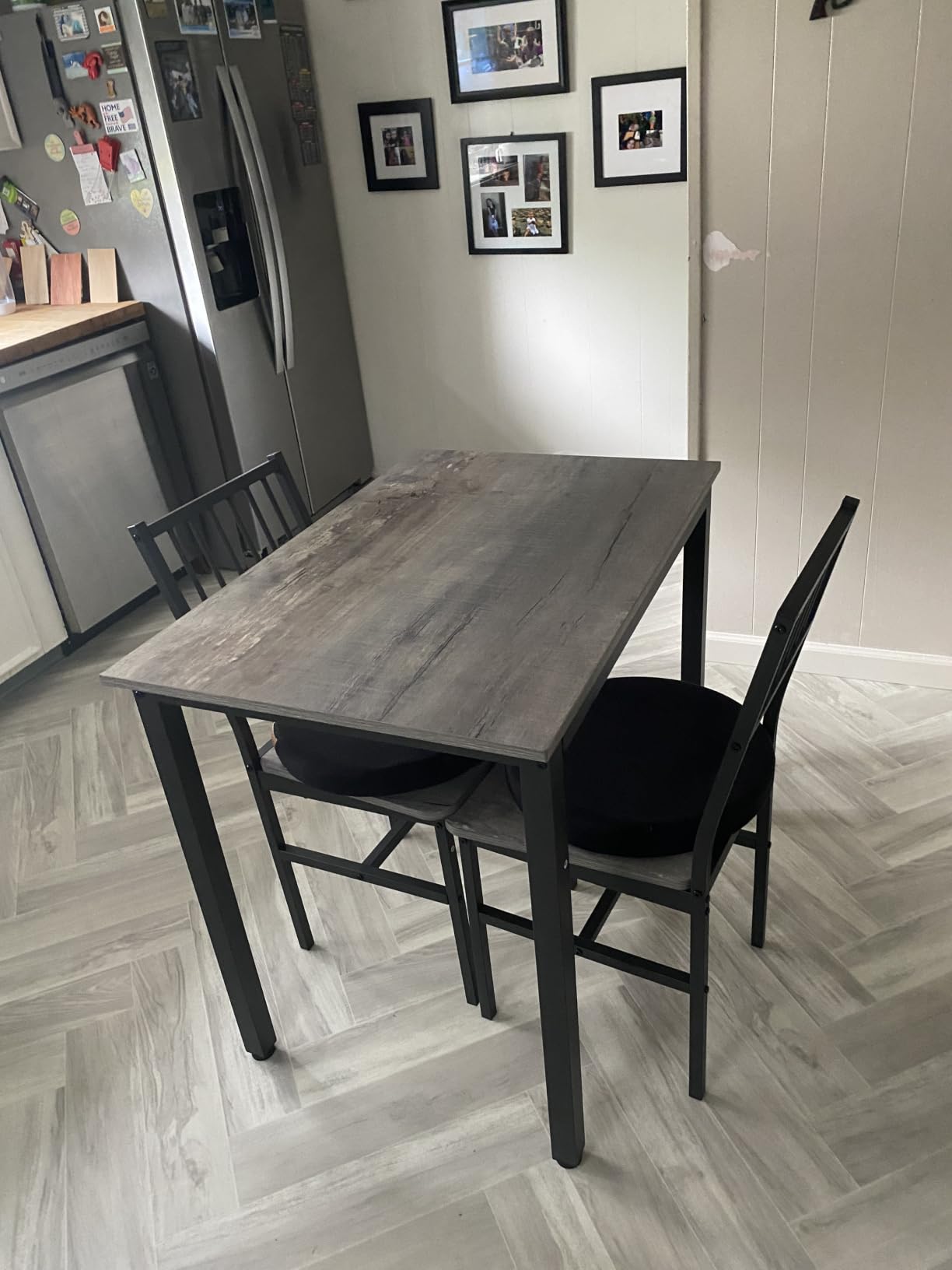 AWQM 3 Piece Dining Table Set for 2, Small Kitchen Table Set for 2 with Chairs, Wood Breakfast Nook Table and Chairs Set of 2, Dinette Set for Small Space, Brown customer photo 1