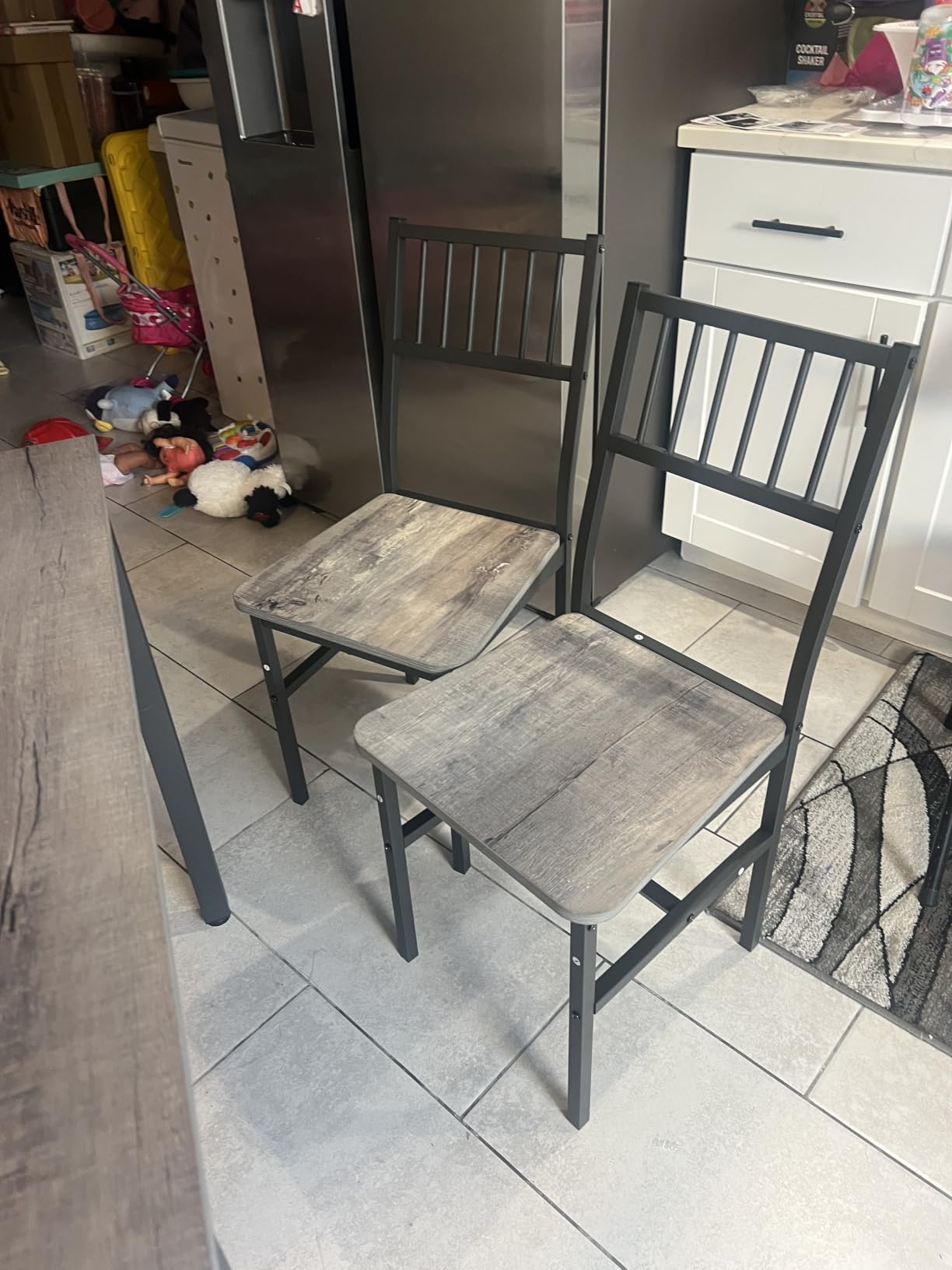 AWQM 3 Piece Dining Table Set for 2, Small Kitchen Table Set for 2 with Chairs, Wood Breakfast Nook Table and Chairs Set of 2, Dinette Set for Small Space, Brown customer photo 2