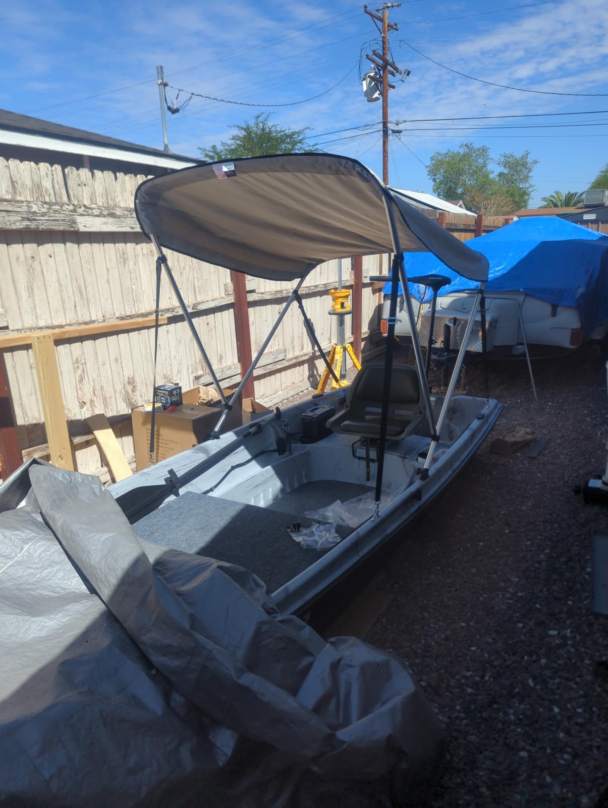 KEMIMOTO Bimini Top for Boat, Bimini Tops Cover 600D Marine Grade Canvas Boat Canopy with 6ft Length 54 in - 96 in Width 46 in Height, Includes Mounting Hardware, Straps Rear Support Poles customer photo 1