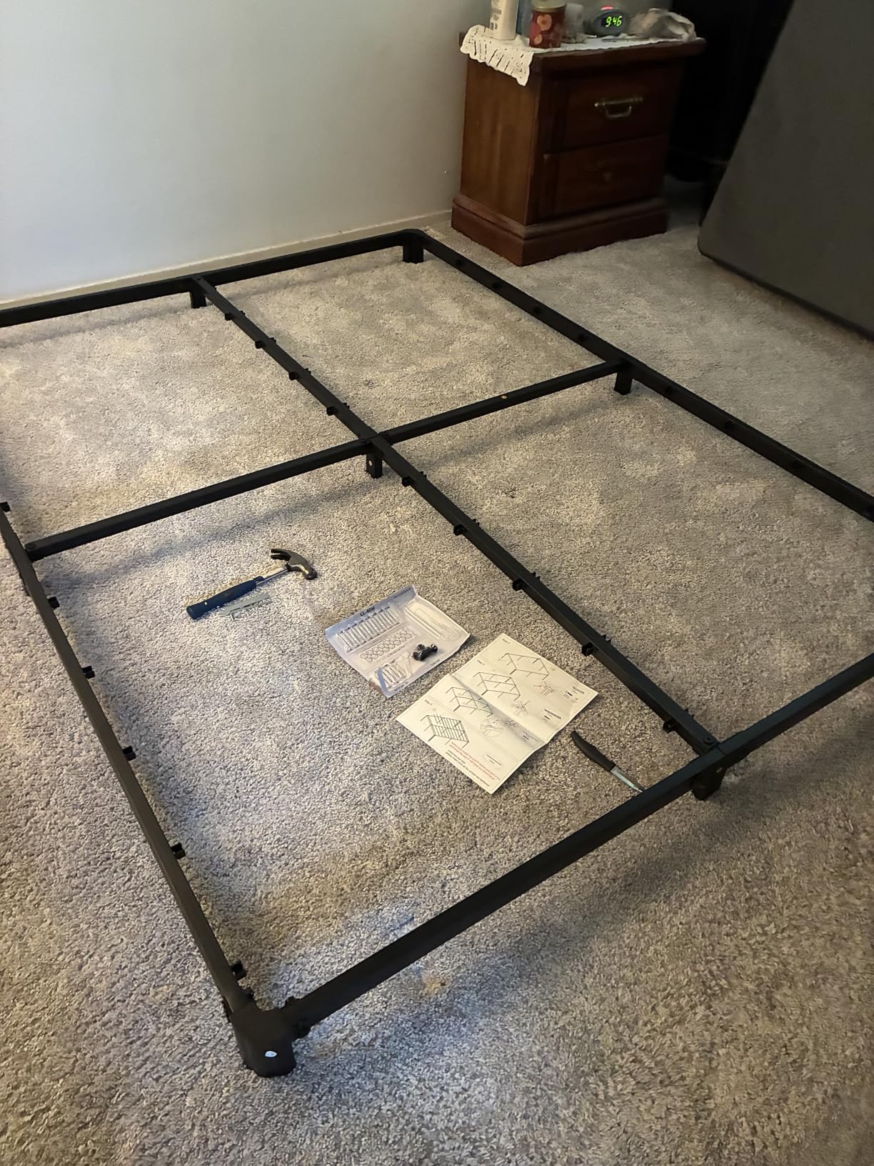 Yicensen 24 Inch High Queen Bed Frame Rounded Corner No Box Spring Needed, Heavy Duty Metal Queen Size Platform Bed Frame, Easy Assembly, Noise Free, Black customer photo 2