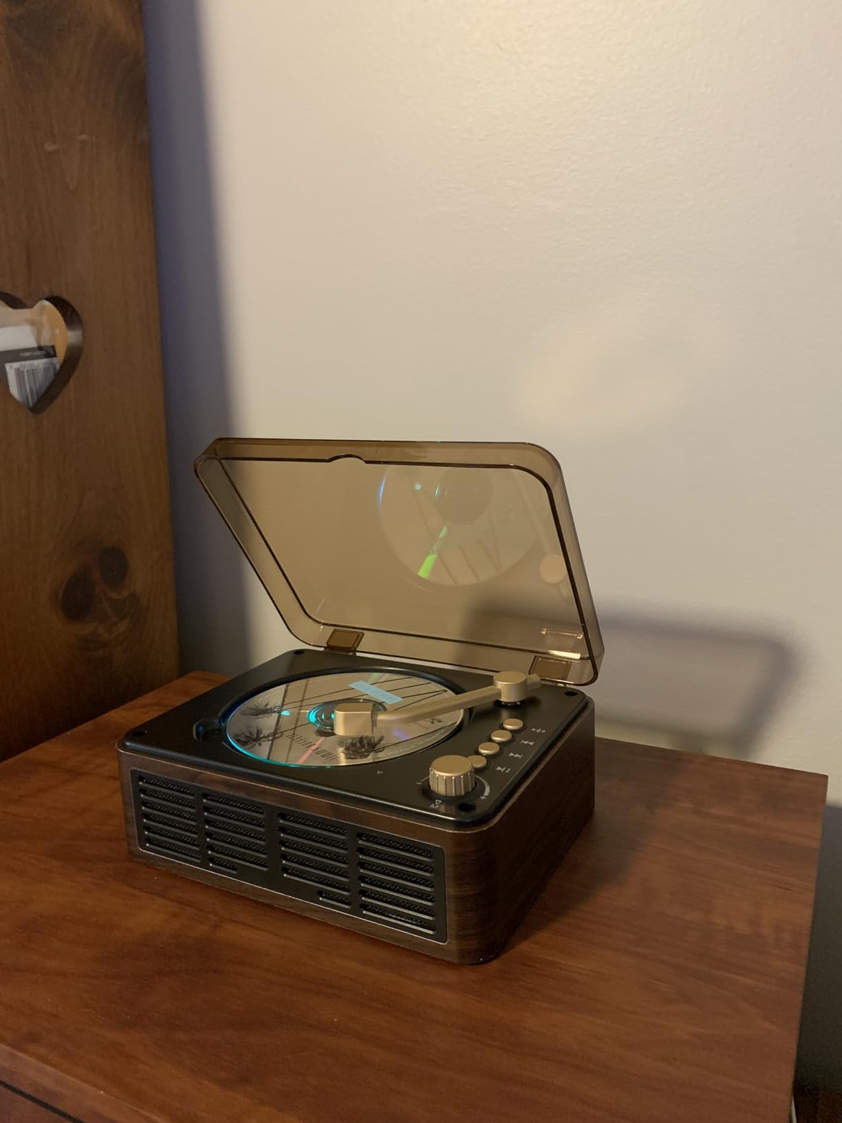 CARONSORT CD Player with Speakers Bluetooth Nostalgic Retro Portable CD Players for Home Wood Music Player FM Radio for Home Wired and Remote Control-Walnut Brown customer photo 1
