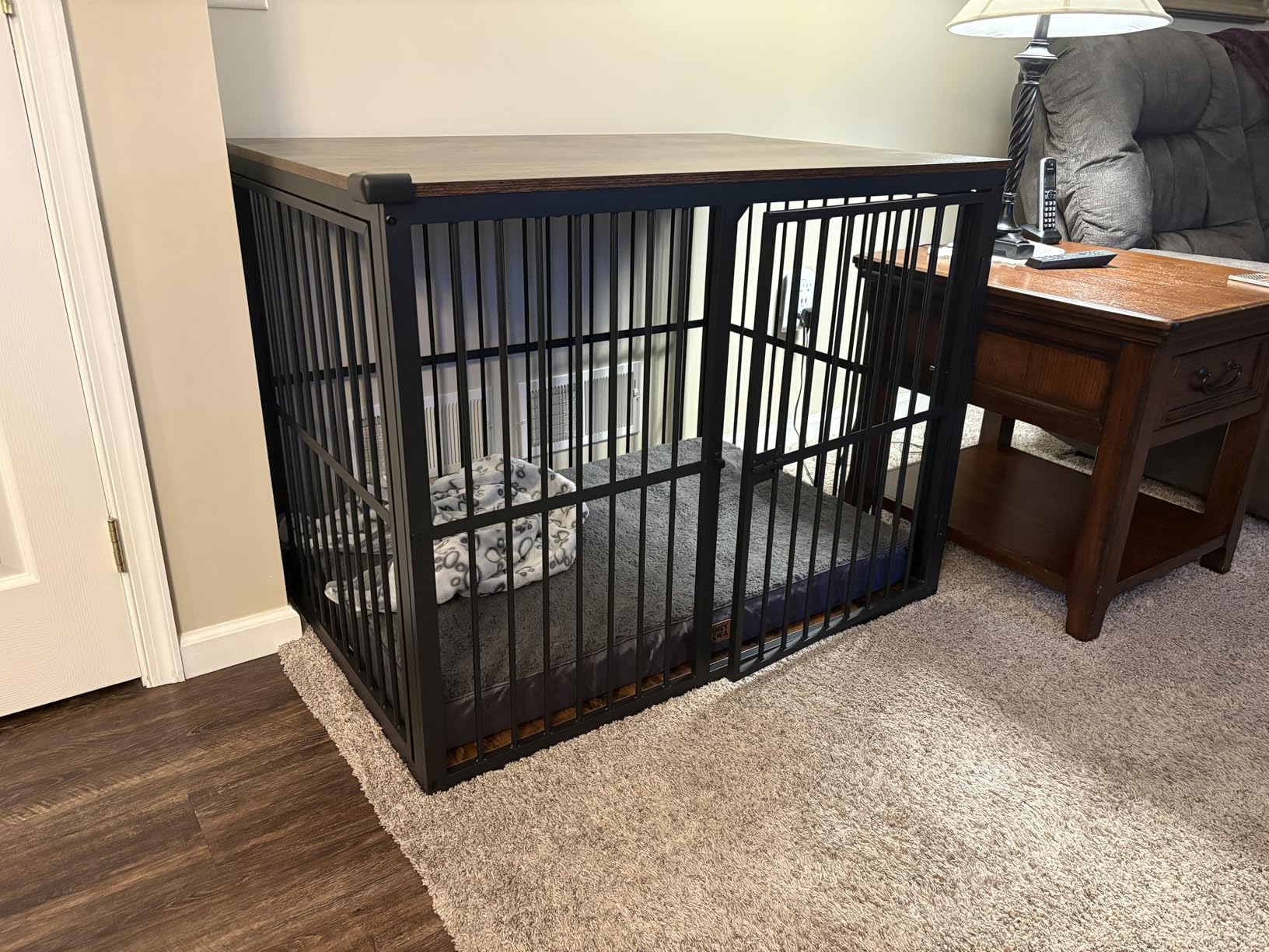 Lyromix 48'' XXL Dog Crate Furniture with 3 Doors, Wooden Crate End Table Heavy Duty Indoor Combination Cage for Medium to Large Dogs, Multiple Units Can be Combined customer photo 1