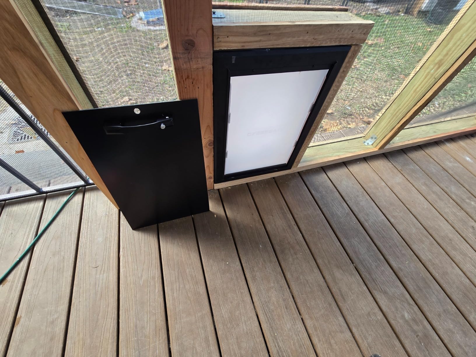 X-Large Aluminum Dog Door for Exterior, Cutout Size 14 1/2''W x 25 1/8''H, Heavy Duty Magnetic Double Flap for Extreme Weather, Energy-Efficient, Easy to Assemble, Lockable Panel Included, Black customer photo 2