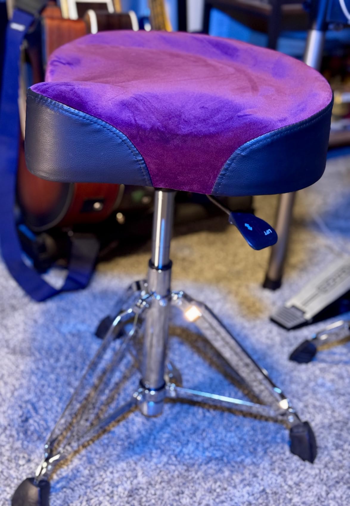 AKLOT Saddle Drum Throne, Hydraulic Drumming Throne, Heavy Duty Seat, Height Adjustable Plush Chair, Motorcycle Style Drum Stool for Adults Drummers Grey customer photo 2