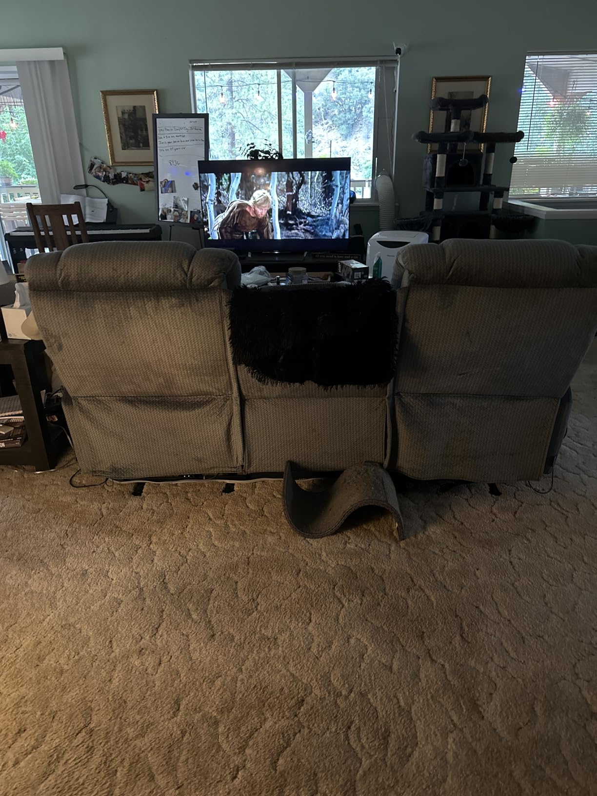 MCombo Zero Gravity Power Recliner Sofa with Drop Down Table, Heat and Vibration Massage, 3 Seater Dual Reclining Couch with USB Ports, Cup Holders for Living Room, Fabric RS6236 (Grey) customer photo 2