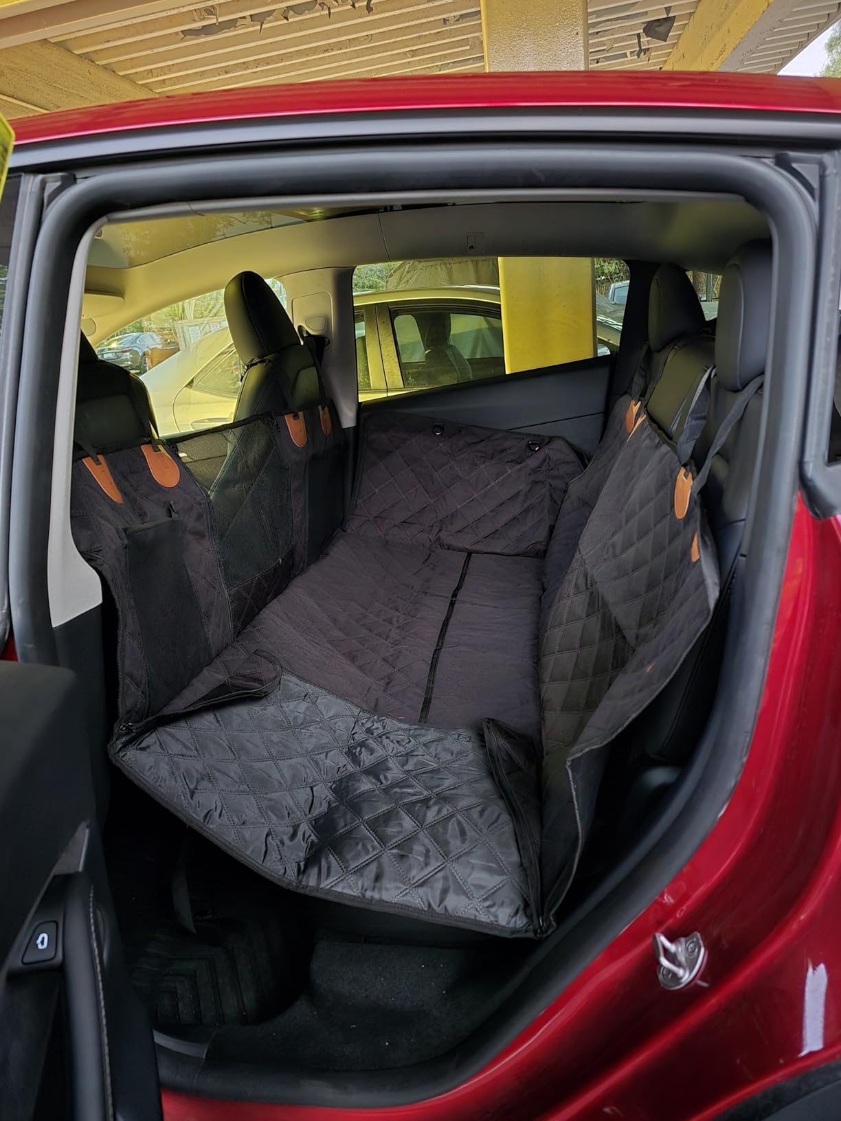 REEVAA Dog Truck Seat Cover for Back Seat, Hard Bottom Dog Hammock for Car, Pet Bed Extender for 2-4 Large Dogs, Waterproof Seat Protector, Universal XL Size Fits for Crew Cab Truck/SUV, Black customer photo 2