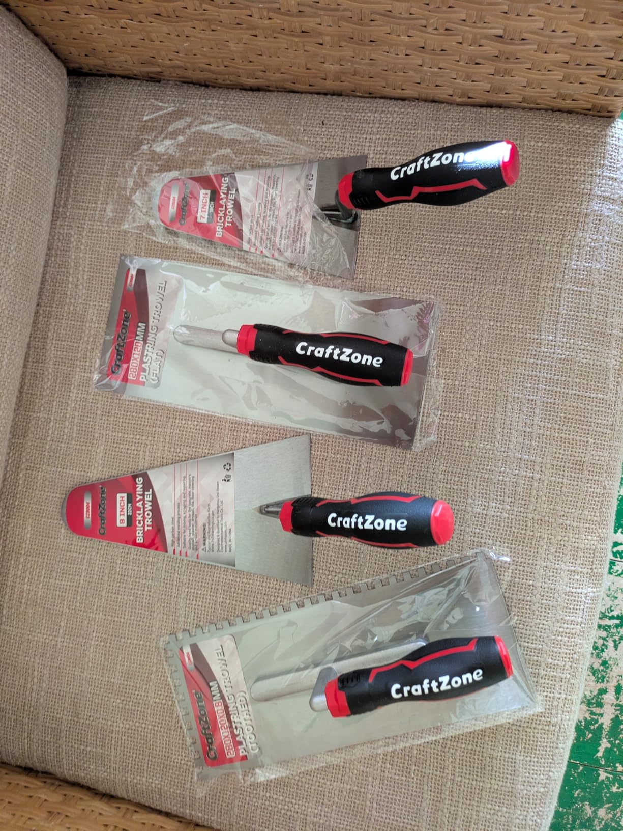 4-Piece Masonry Trowel Set, High Carbon Steel, Flat & Toothed Plastering Trowels, 7