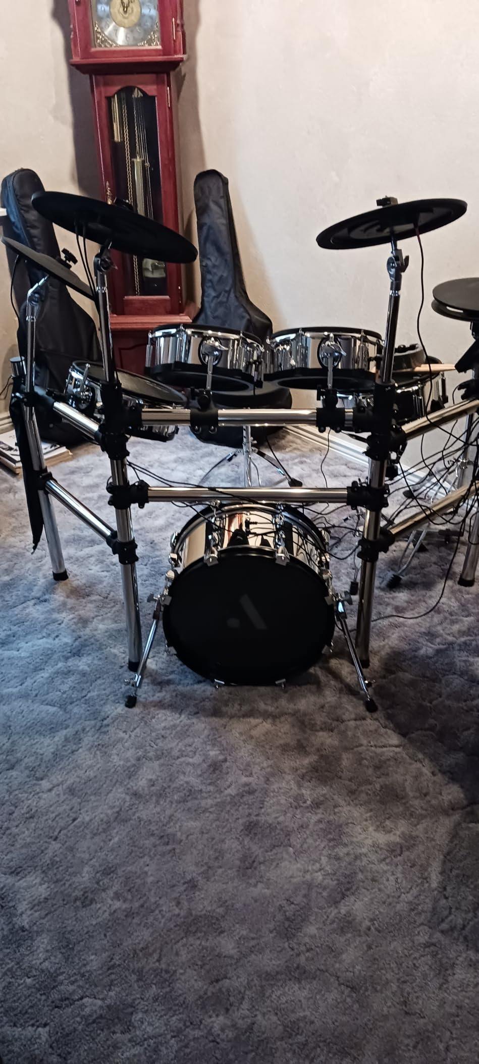 AKLOT Acoustic-Style Electric Drum Set: Independent 16'' Wooden Double Pedal Bass Drum and 12'' Snare, Triple-Zone Ride Cymbal, Standalone Hi-Hat, Full Mesh Pads, 460 Sounds, USB MIDI (B-CORE543D) customer photo 2
