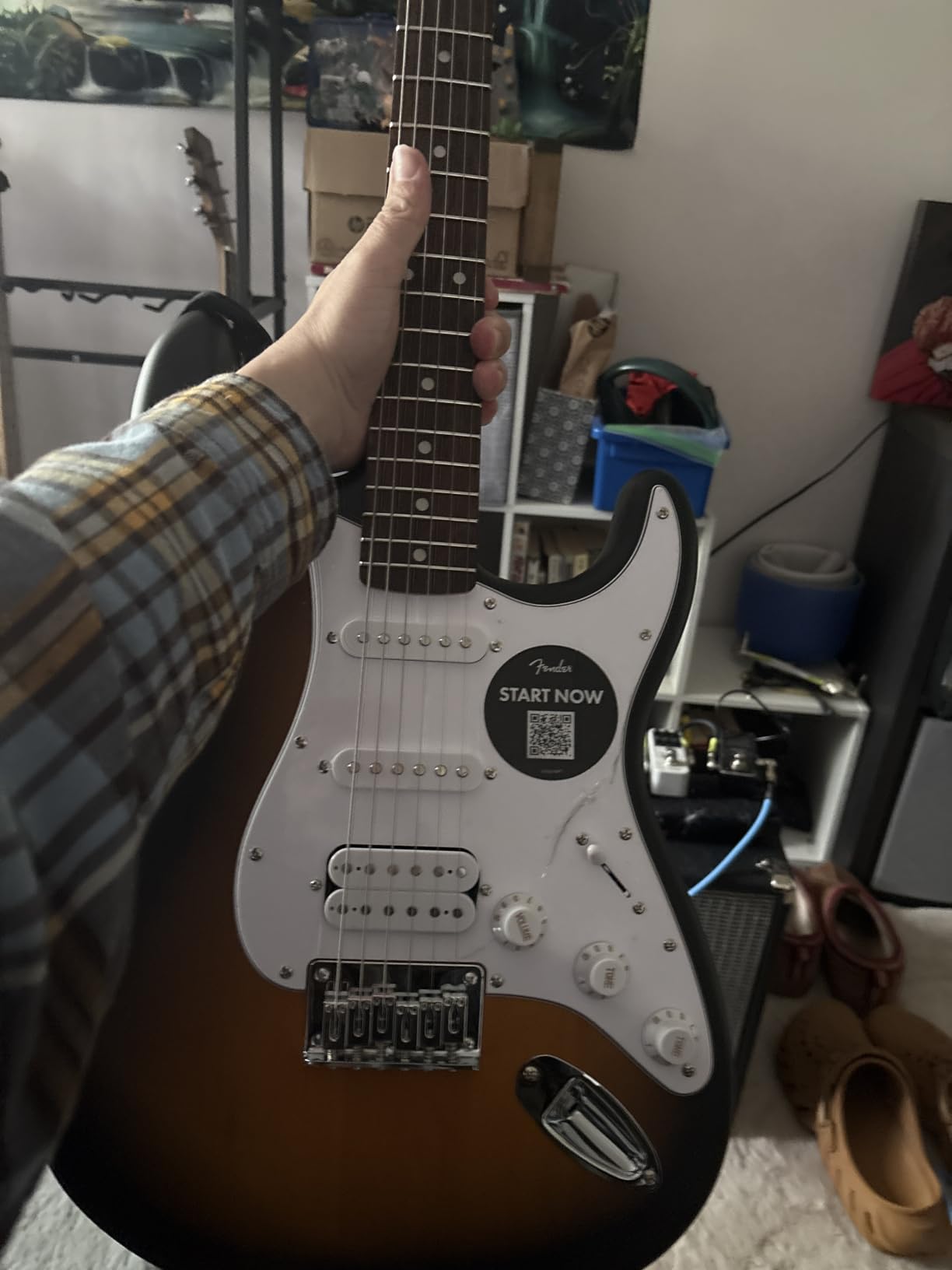 Squier Debut Series Stratocaster HT HSS Electric Guitar, Beginner Guitar, 2-Year Warranty, Includes Free Lessons, Black with Satin Urethane Finish customer photo 2