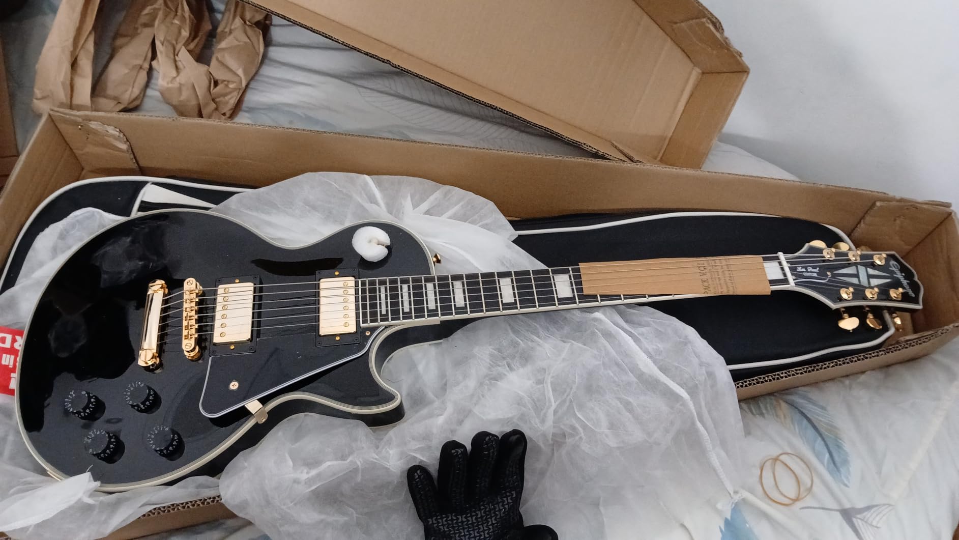 Epiphone Inspired by Gibson Les Paul Custom Electric Guitar, Ebony with Bag customer photo 1