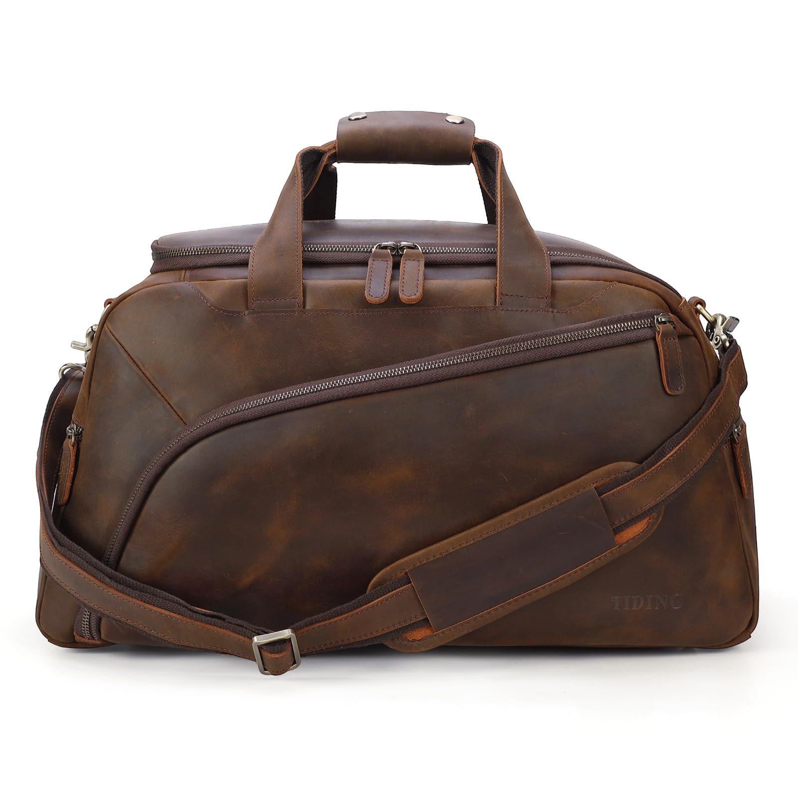 Full Grain Leather Duffle Bag for Men - 20 Inch TSA Approved Carry On Weekender Overnight Travel Duffel Bags customer photo 1