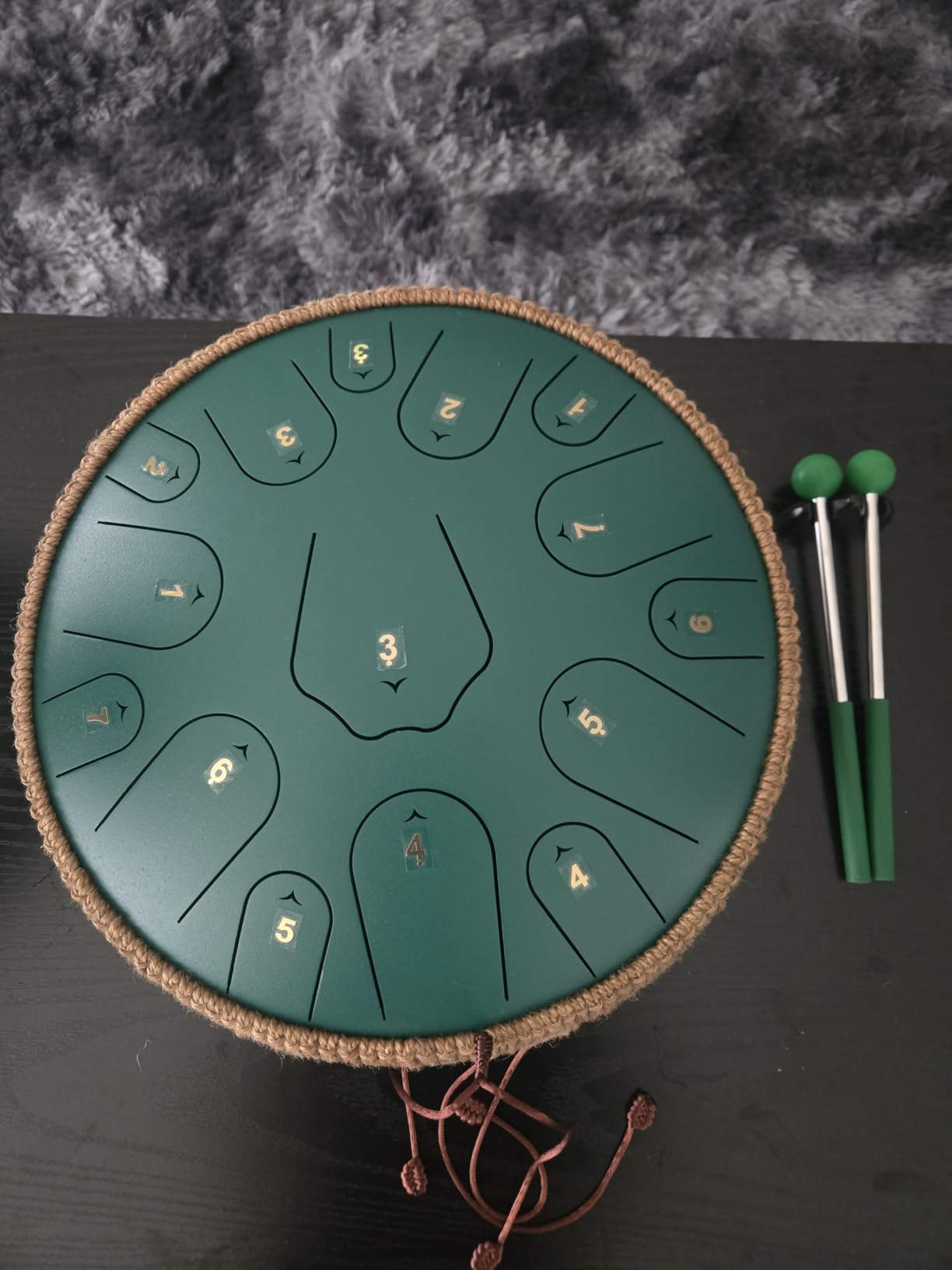 Steel Tongue Drum, 13 Inch 15 Notes Tongue Drums, C Major Drum Percussion Instruments, Handpan Drums with Music Book, Drum Mallets and Carry Bag (Navy Blue) customer photo 1