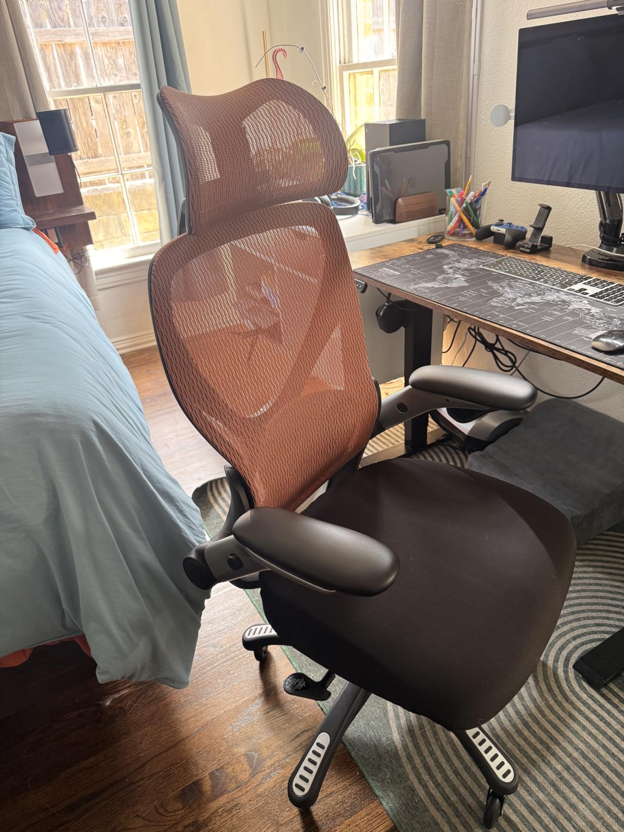 ELABEST X100 Ergonomic Office Chair with Footrest, Big and Tall Home Desk Chair with 5D Flip-Up Arms, Adjustable 3D Lumbar Support, High Back Rolling Computer Chair, Swivel Mesh Chairs (Library Oak) customer photo 1